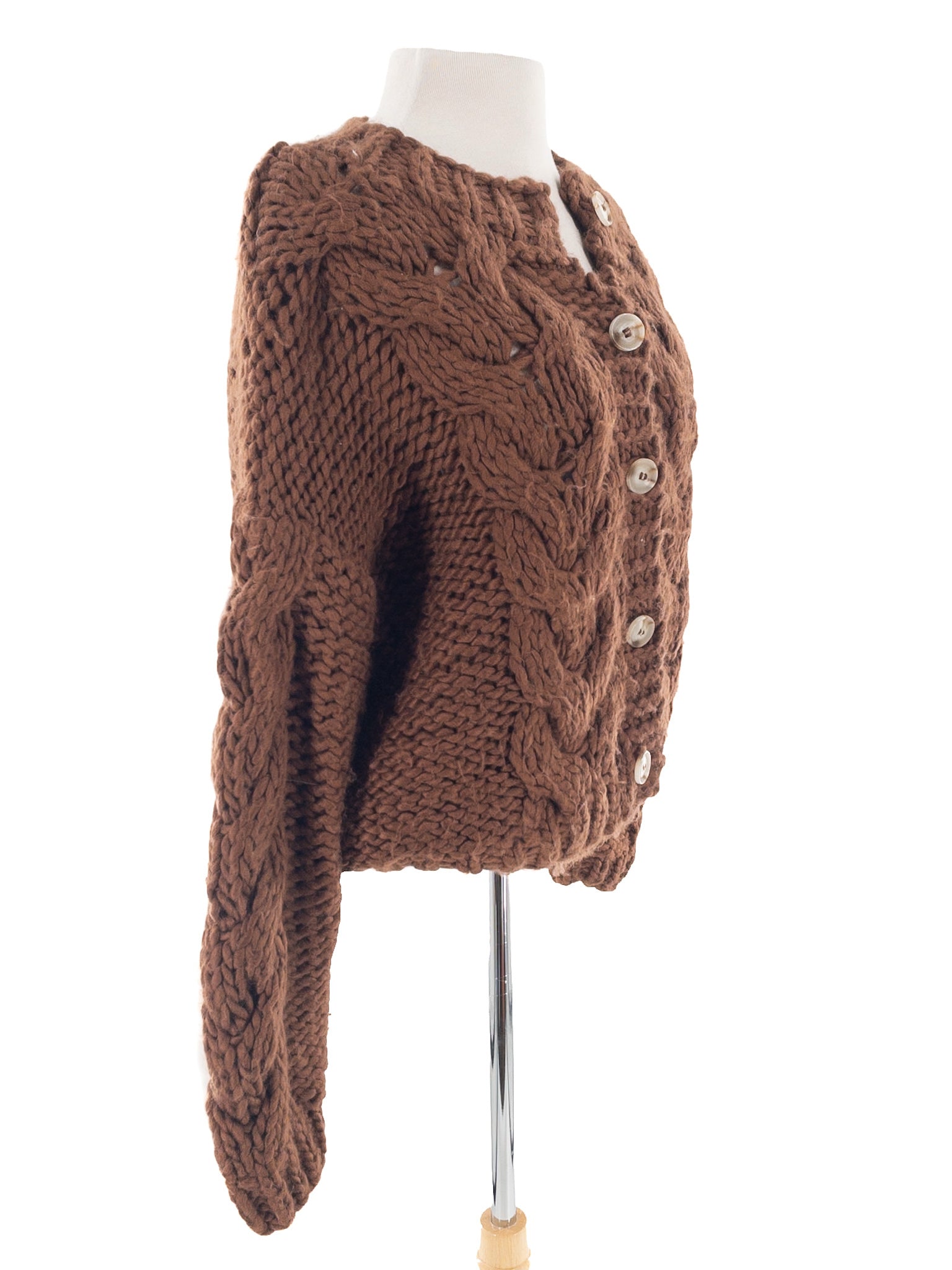Little Lies Chocolate Chunky Acrylic Size S/M Cardigan