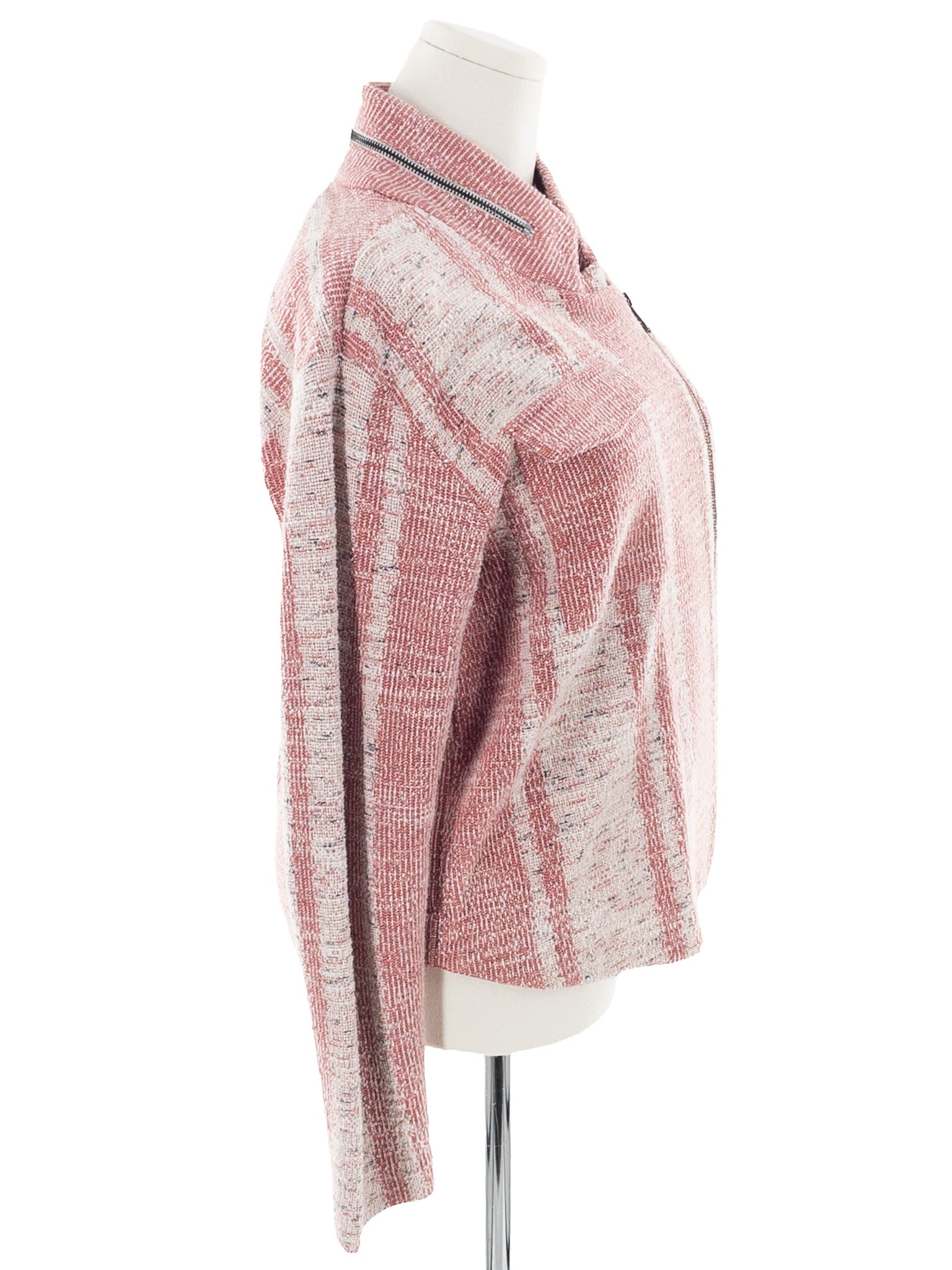 Nic & Zoe Mauve Cream Texture Cotton Blend Size L Cardigan