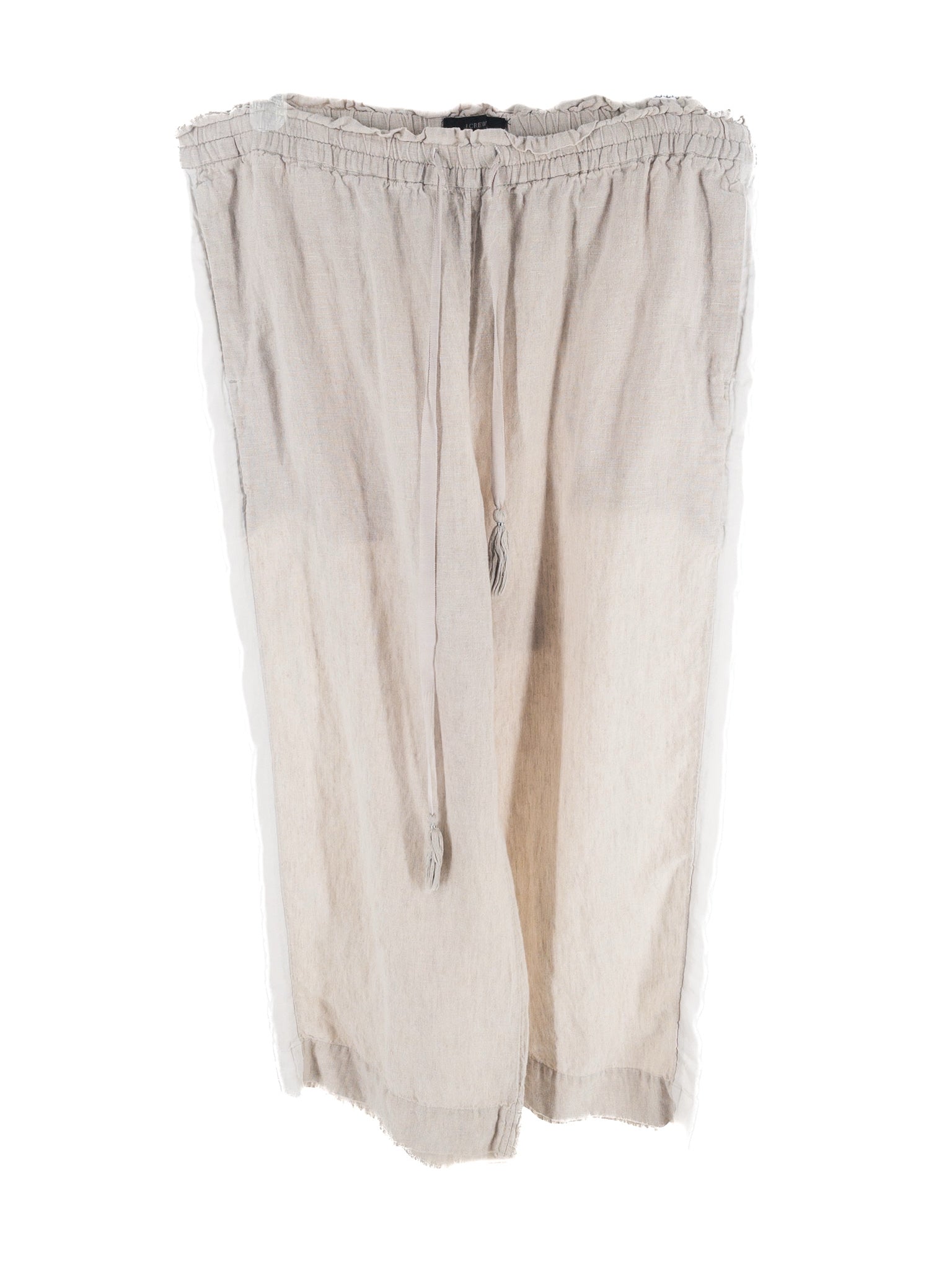 J Crew Tan Ivory Drawstring Linen Relaxed Size L Pants