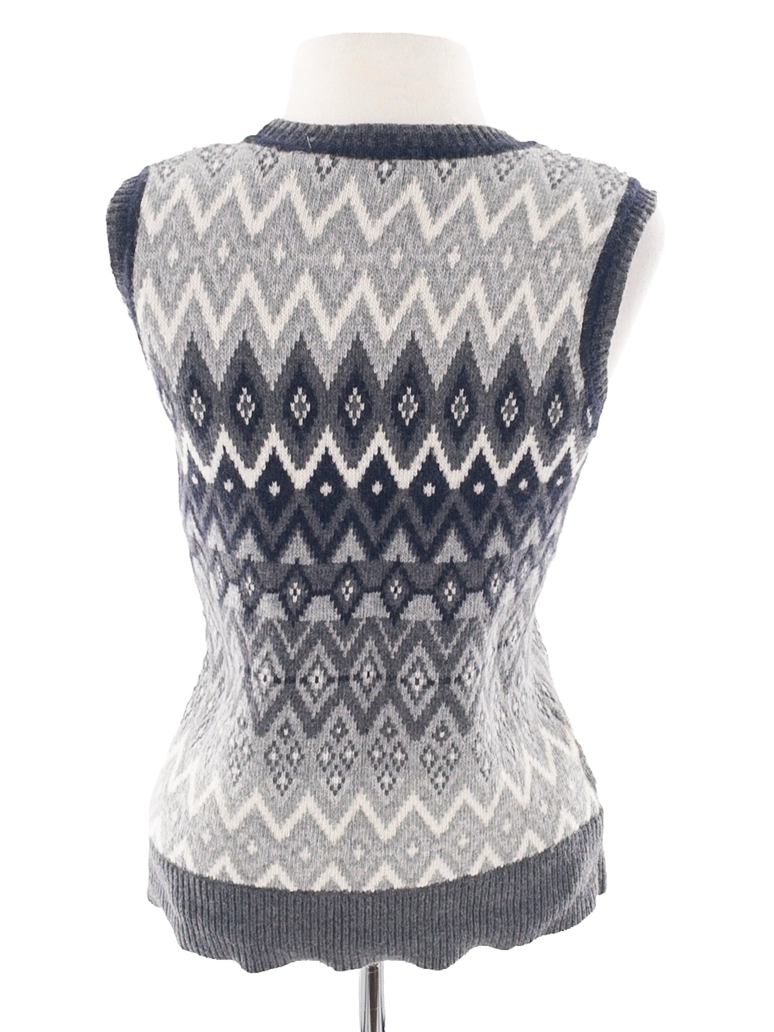 Ann Taylor Gray Cream Argyle Wool Blend Size M Sweater Vest