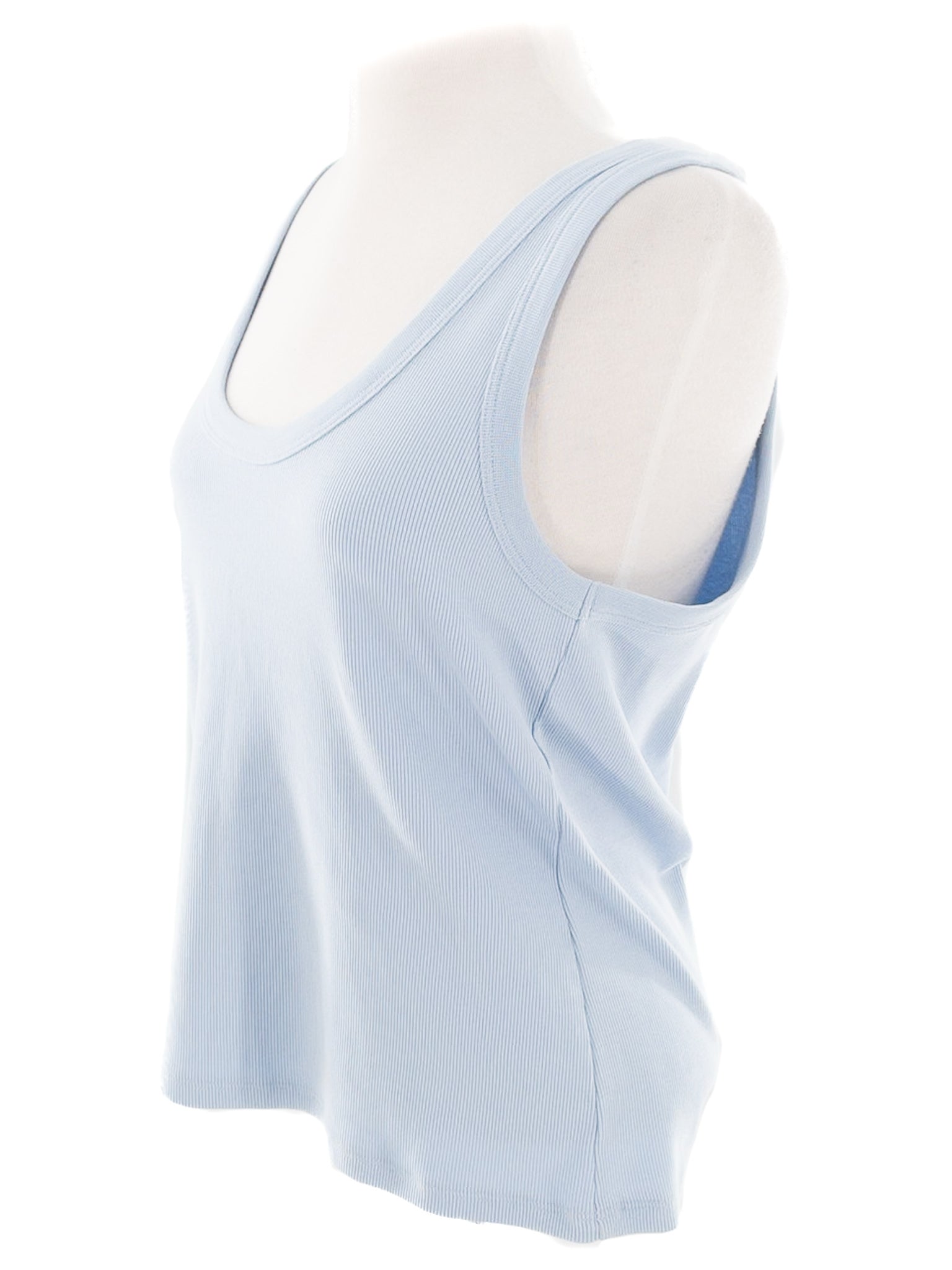 Veronica Beard Light Blue Ribbed Cotton Blend Racerback Size M T Shirt