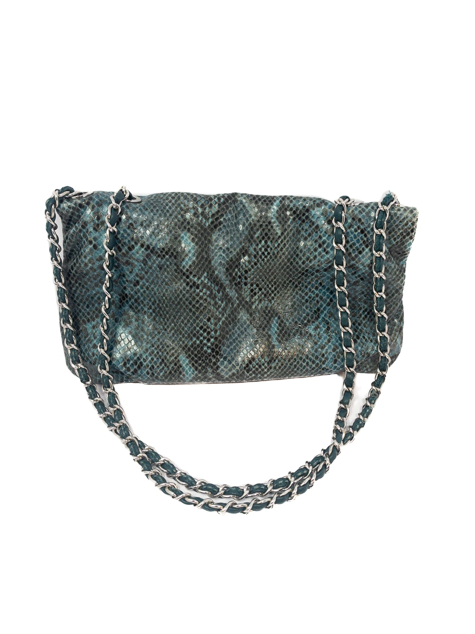 Elie Tahari Blue Gray Snake Print Leather Purse