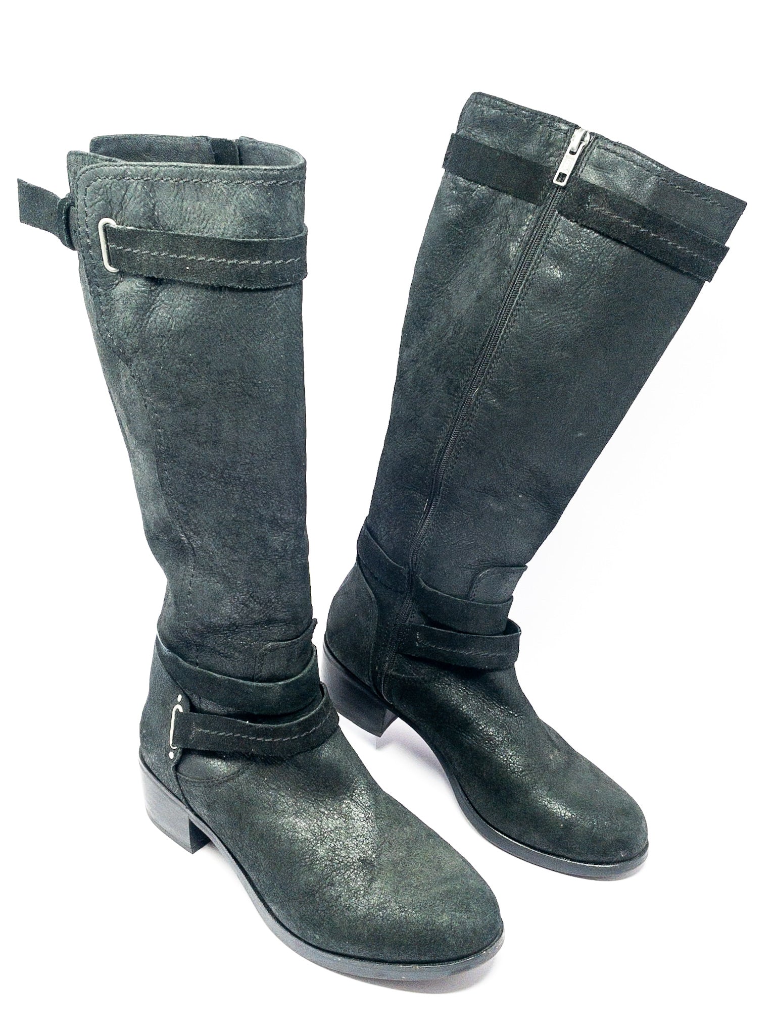 Ugg Black Buckle Leather 8.5 Boots