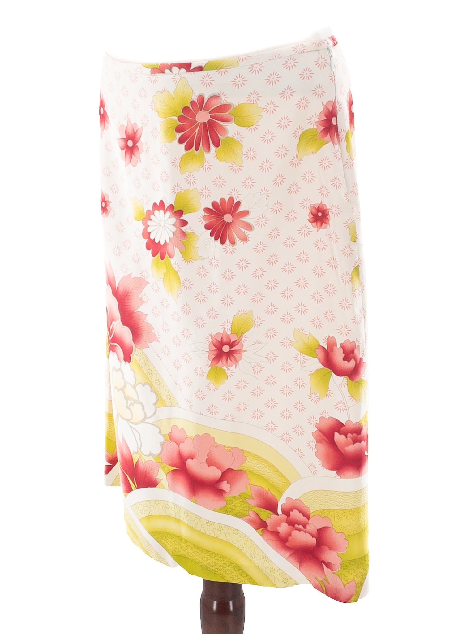 Tabitha Cream Pink Floral Silk Size 8 Skirt