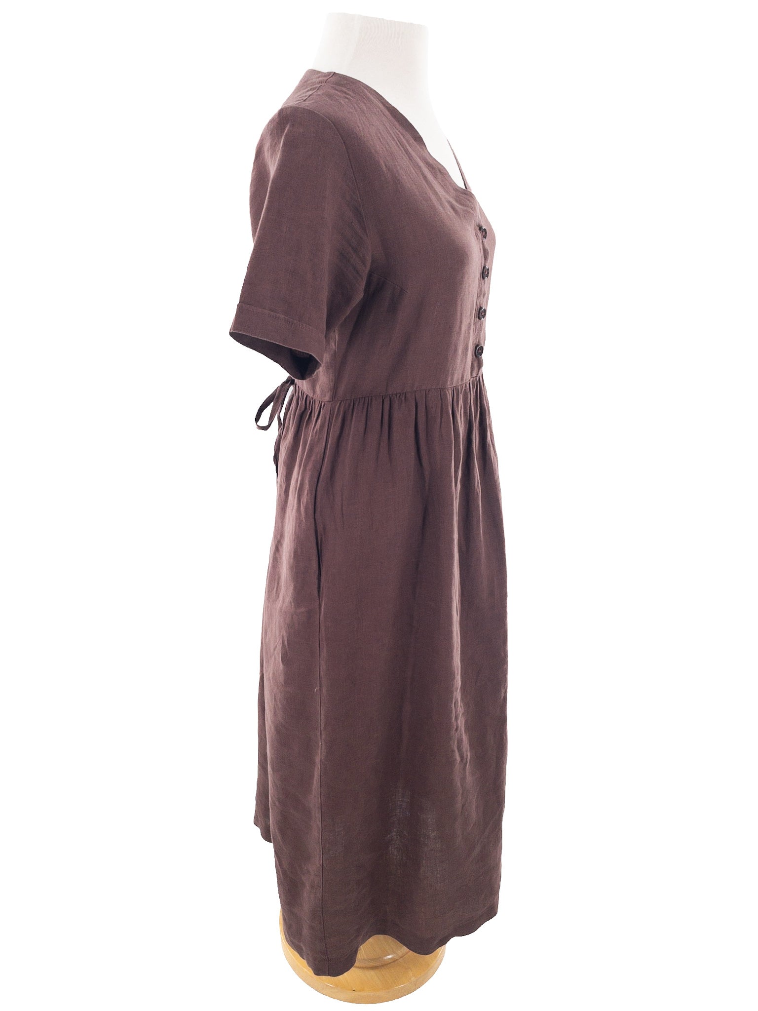 Pyne & Smith Brown Linen Short Sleeve Size XS Dress