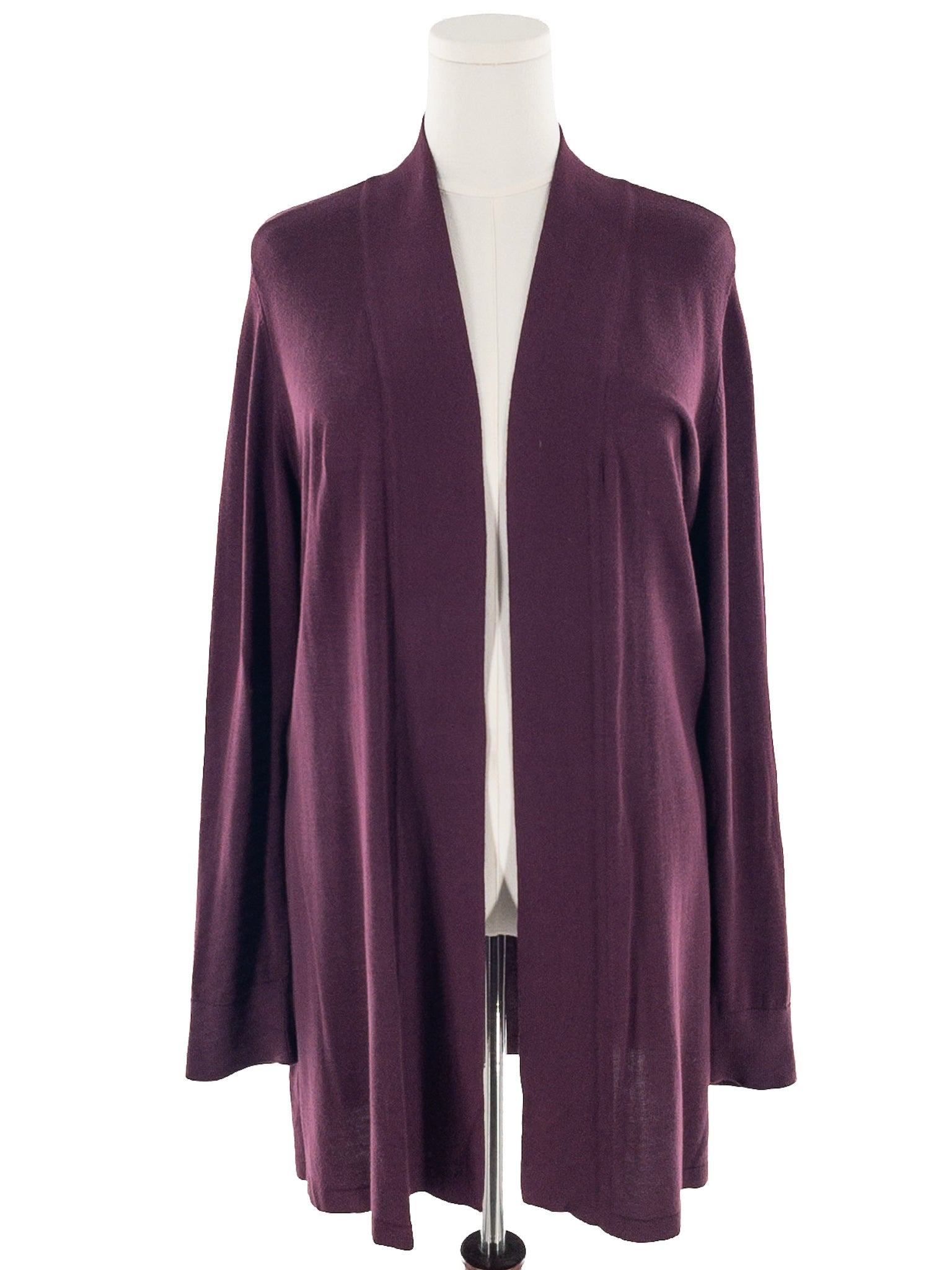 Chicos Burgundy Open Front Acrylic Blend Size XL Cardigan