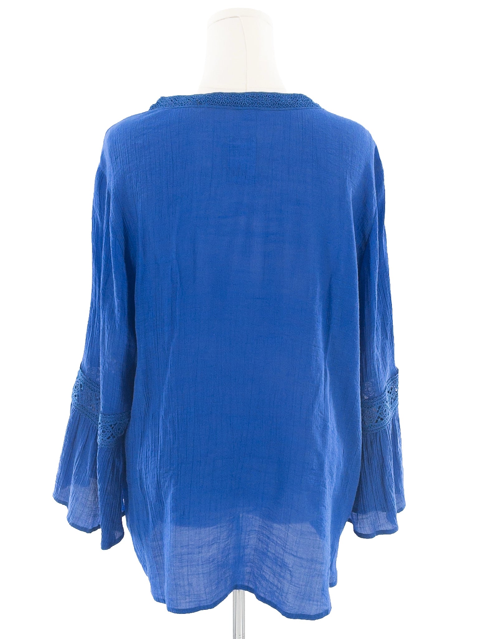 Counterparts Bright Blue Lace Rayon Blend Bell Sleeve Size XXL Blouse