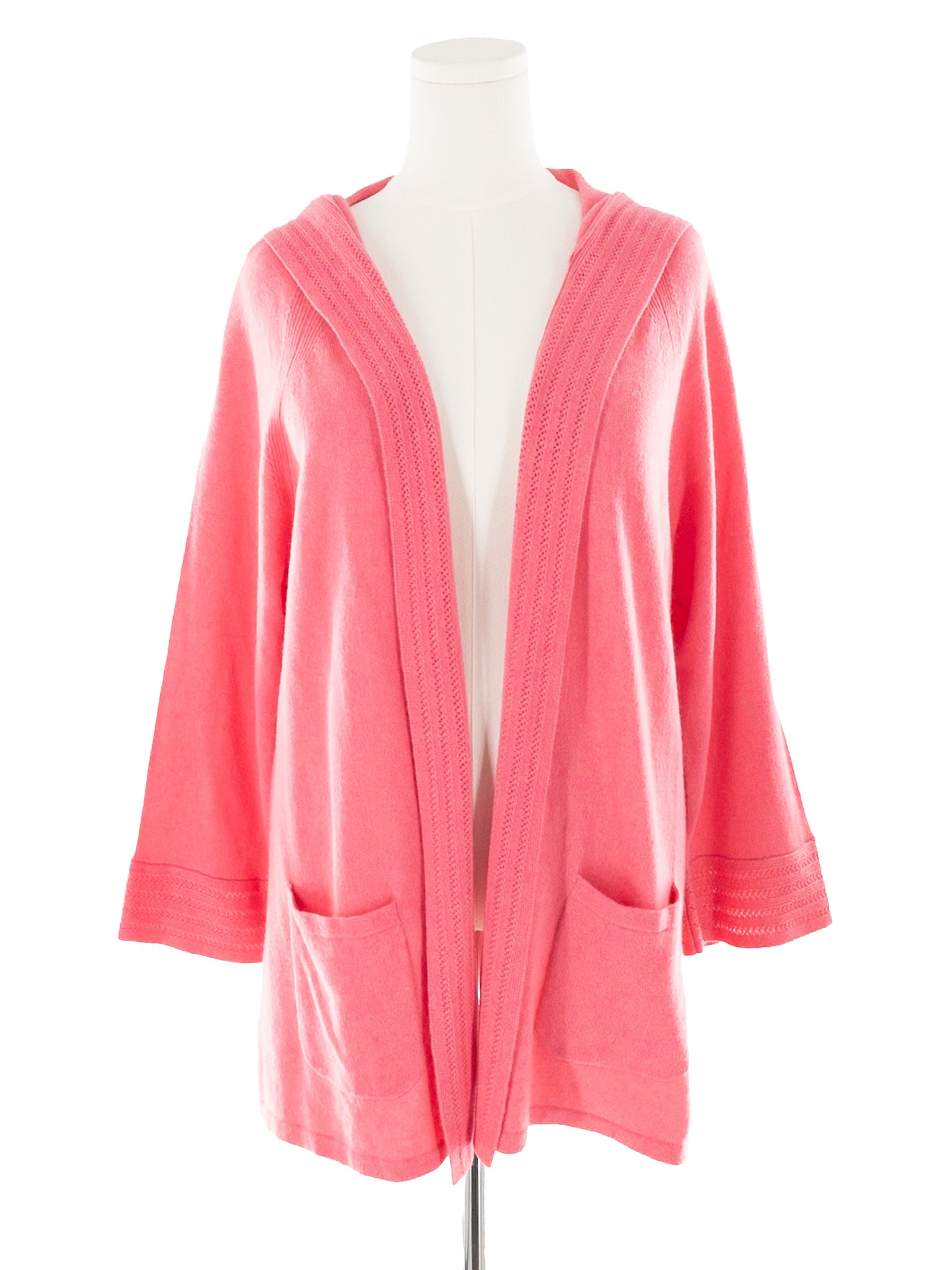 Isaac Mizrahi Pink Hooded Cashmere Size L Cardigan