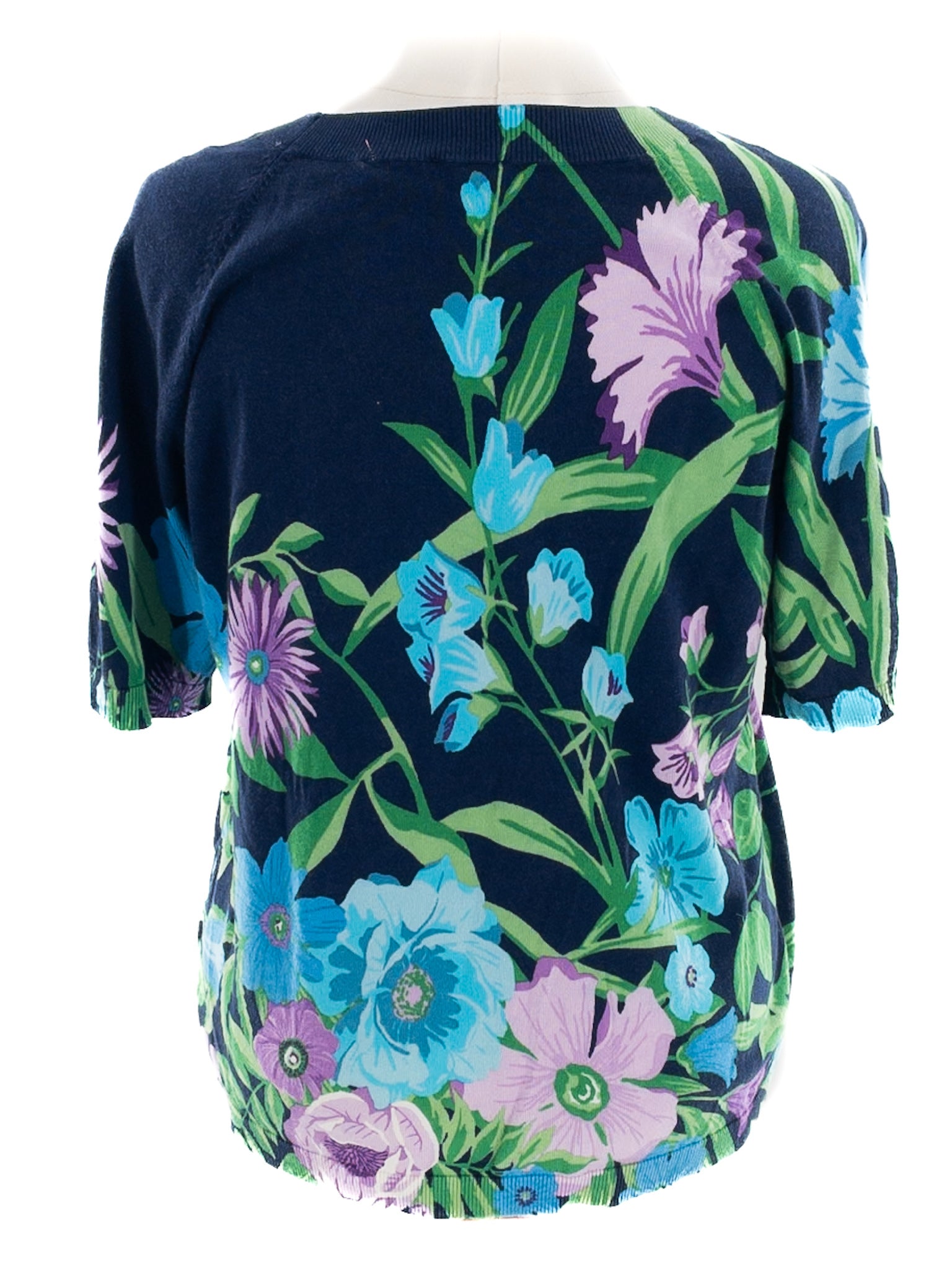 Talbots Navy Multi Floral Cotton Blend Size XLP Sweaters