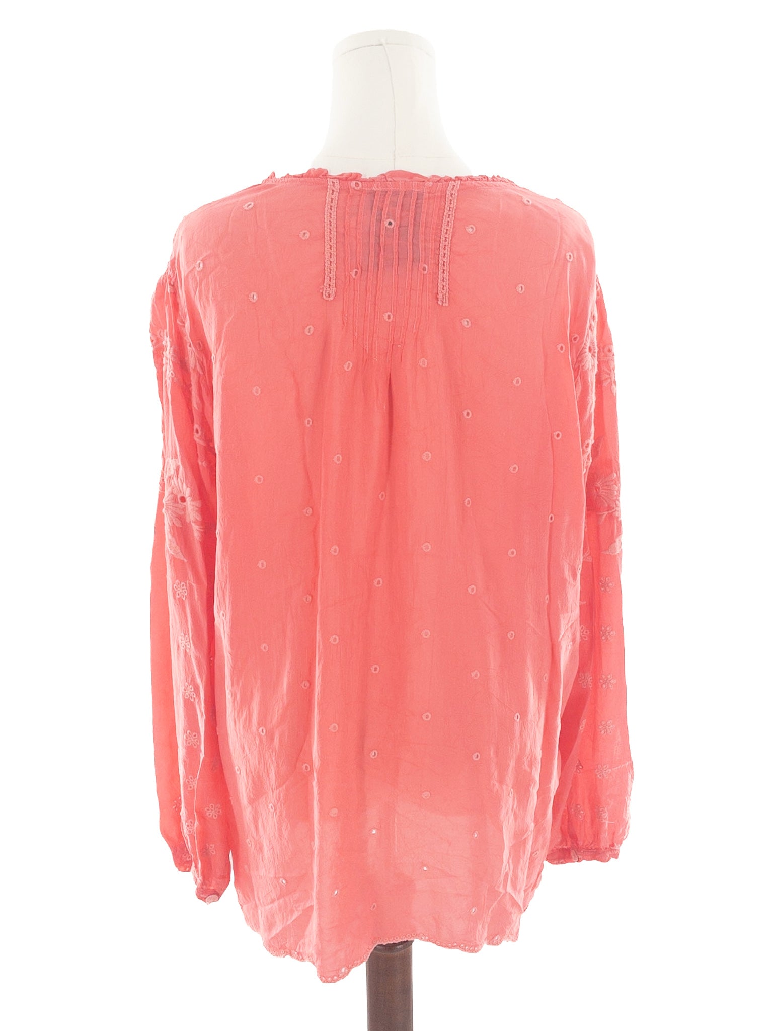Johnny Was Coral Embroidered Cupro Button Down Size XXL Blouse