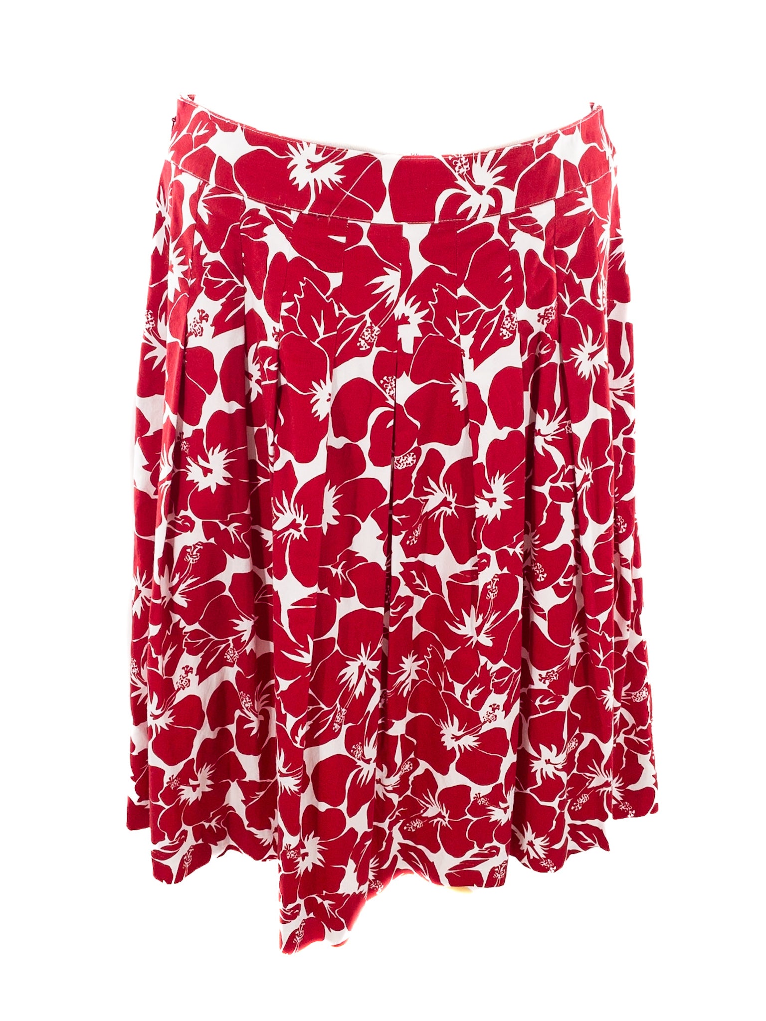 Talbots White Multi Floral Cotton Blend Size 6 Skirt