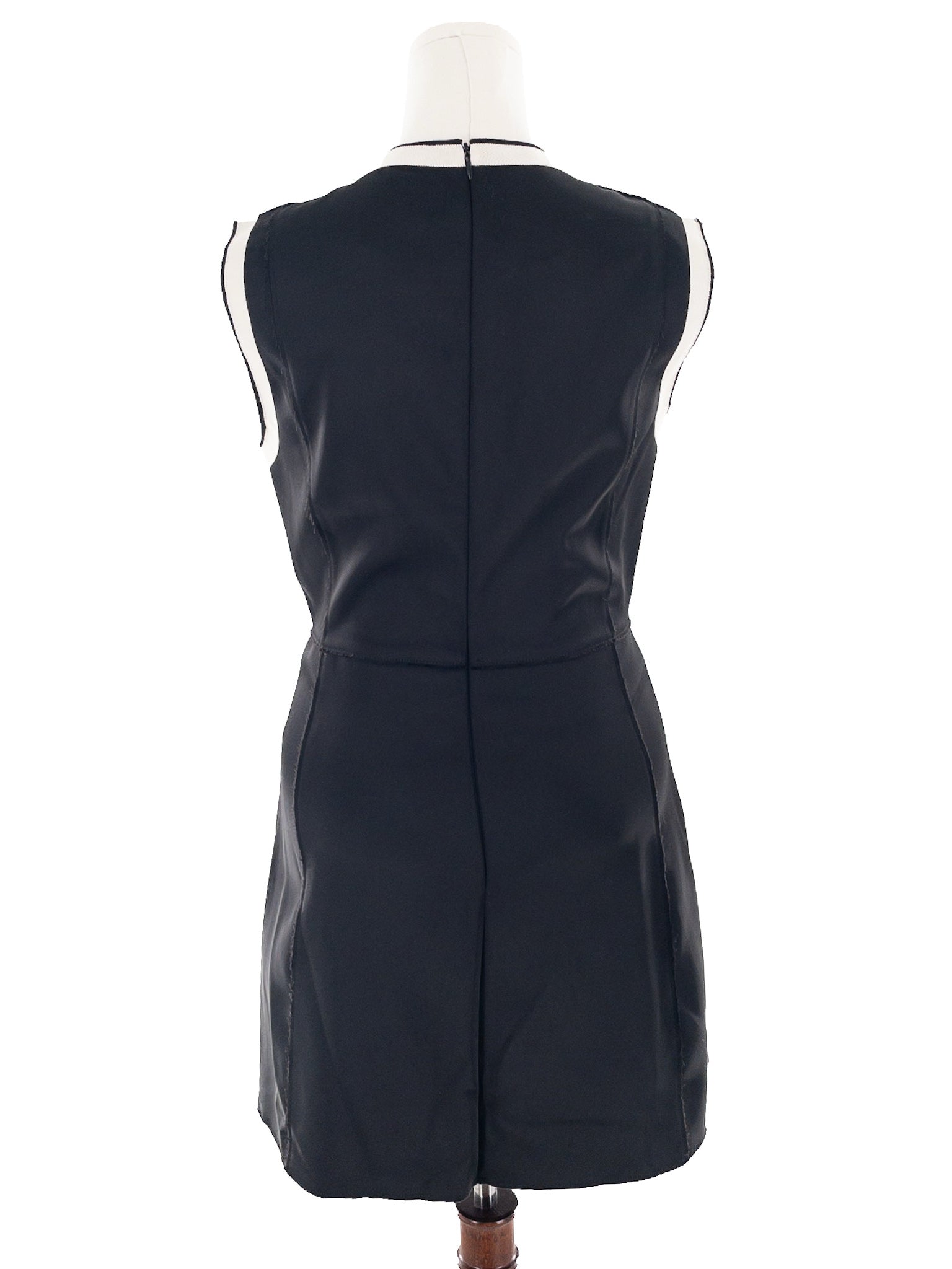 Zara Black Cream Piping Polyester Sleeveless Size L Dress