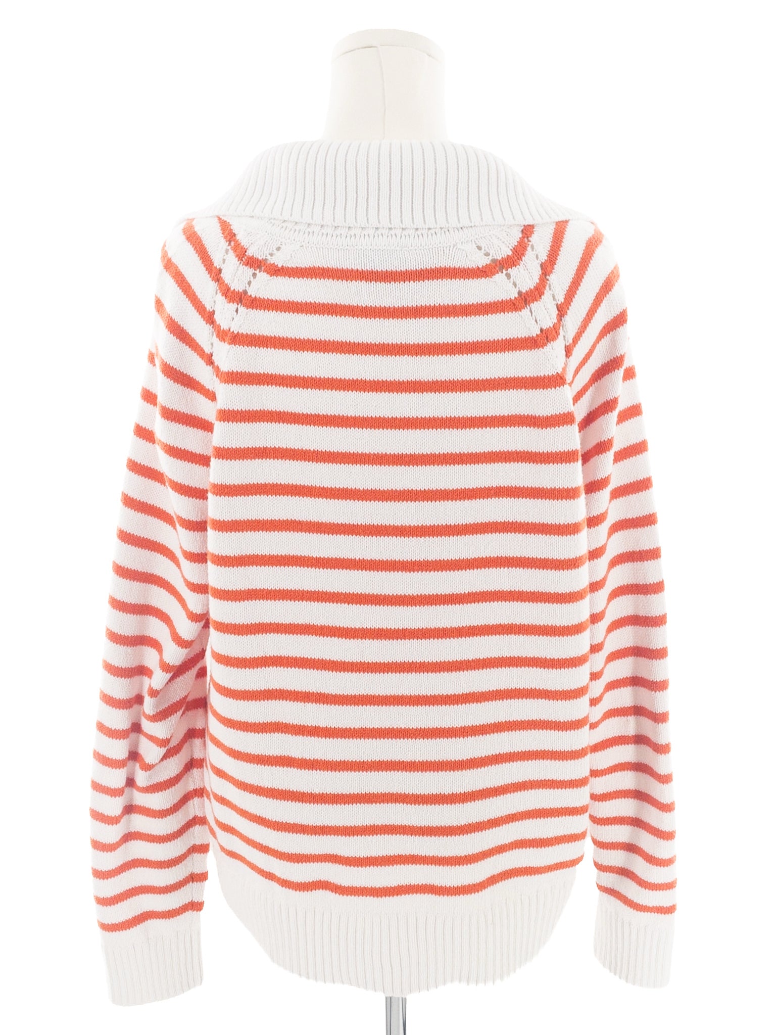 Talbots White Orange Stripe Cotton Blend Size XL Sweaters