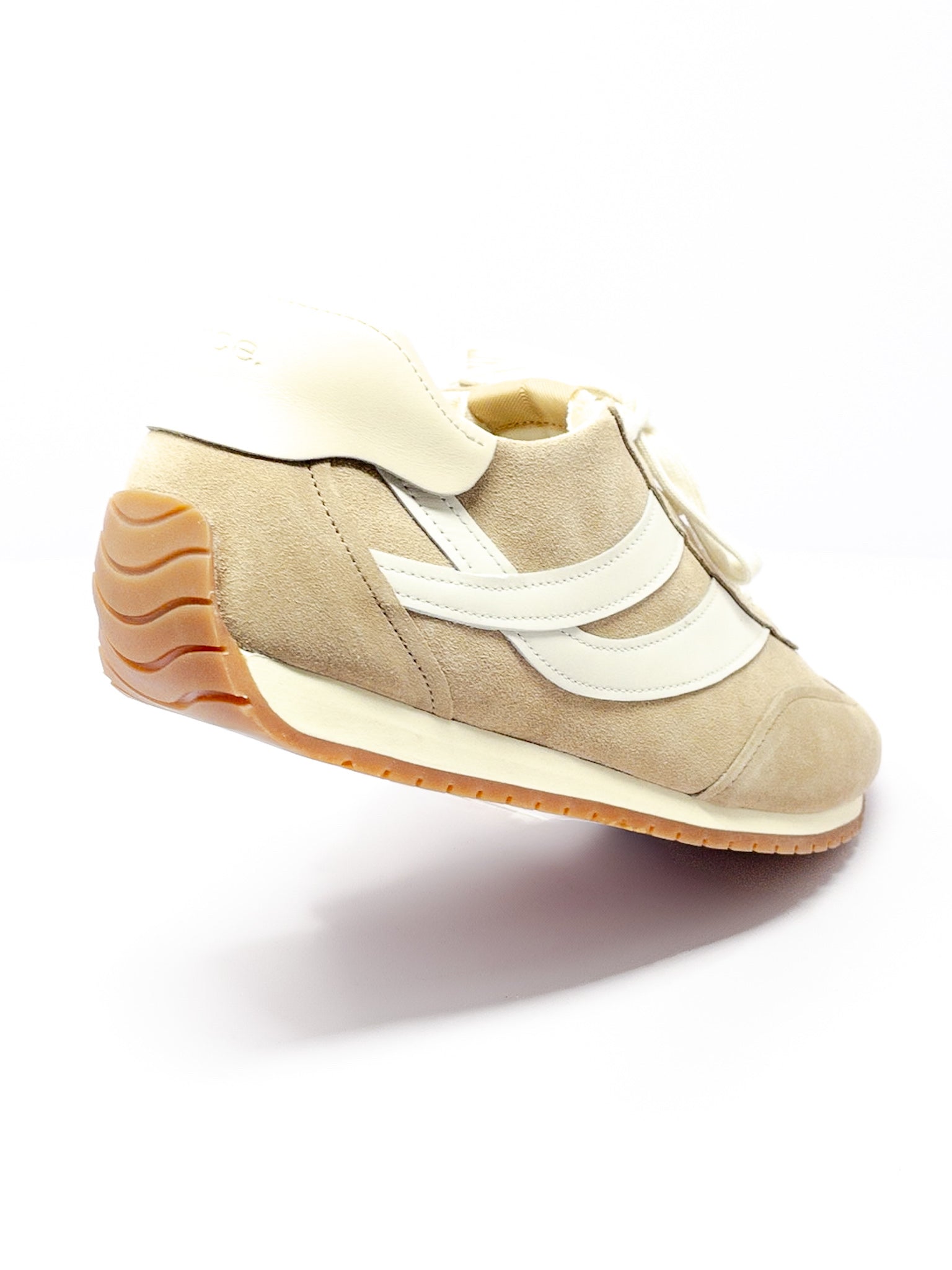 Vince Tan Ivory Stripe Suede 12 Sneakers