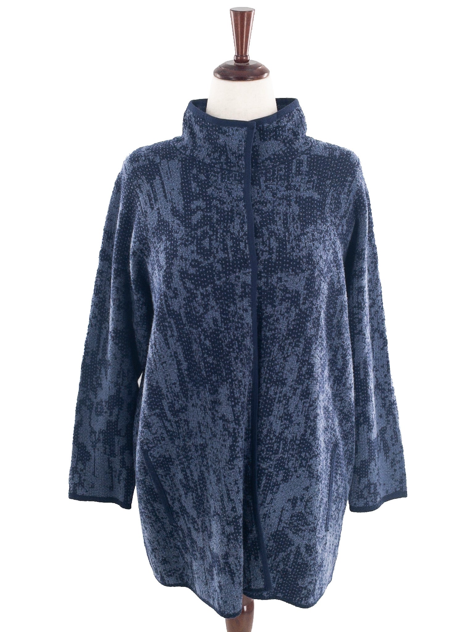 J Jill Indigo Navy Print Cotton Blend Size 1X Cardigan