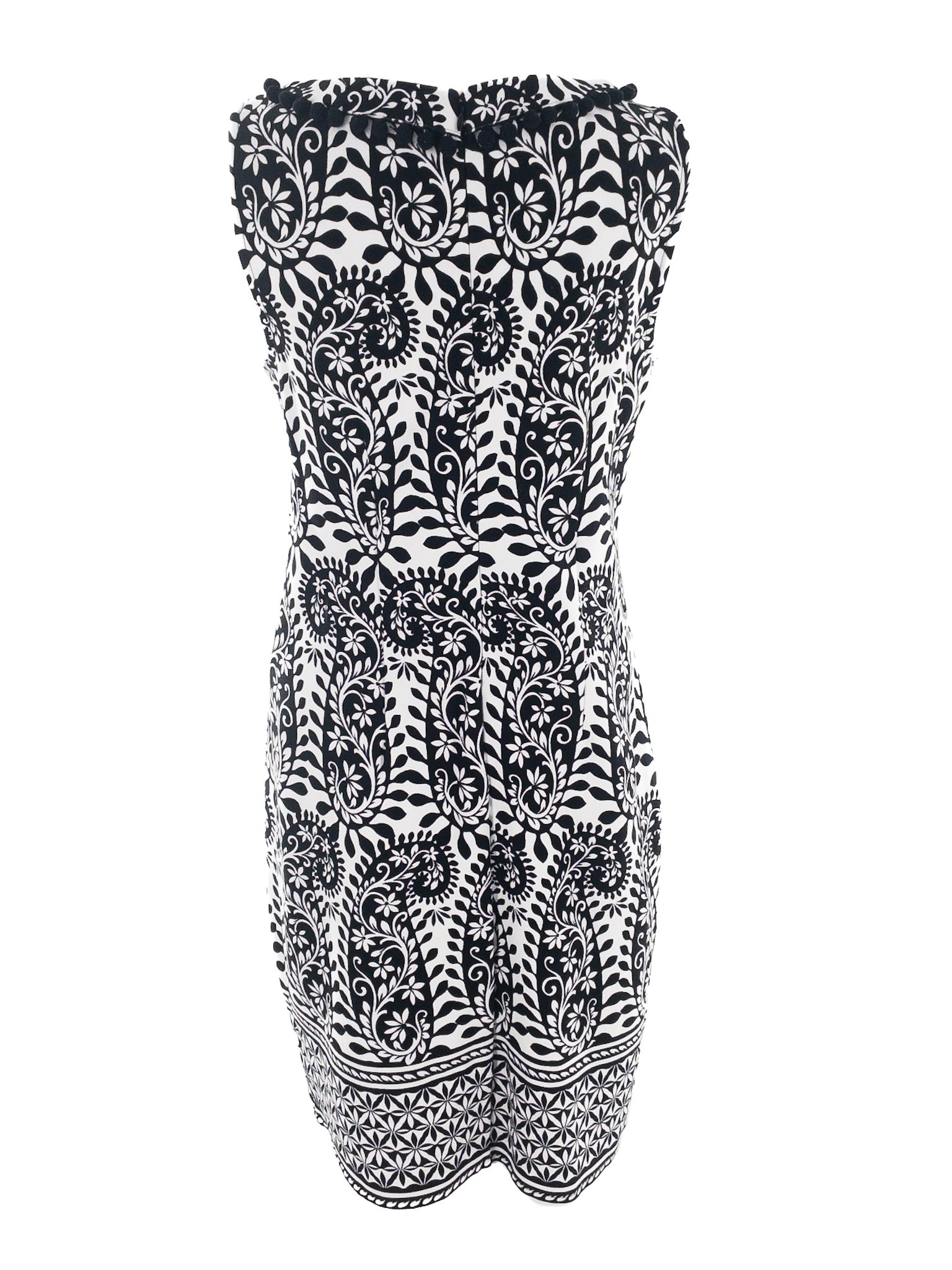 Talbots Black White Print Cotton Blend Sleeveless Size M Dress