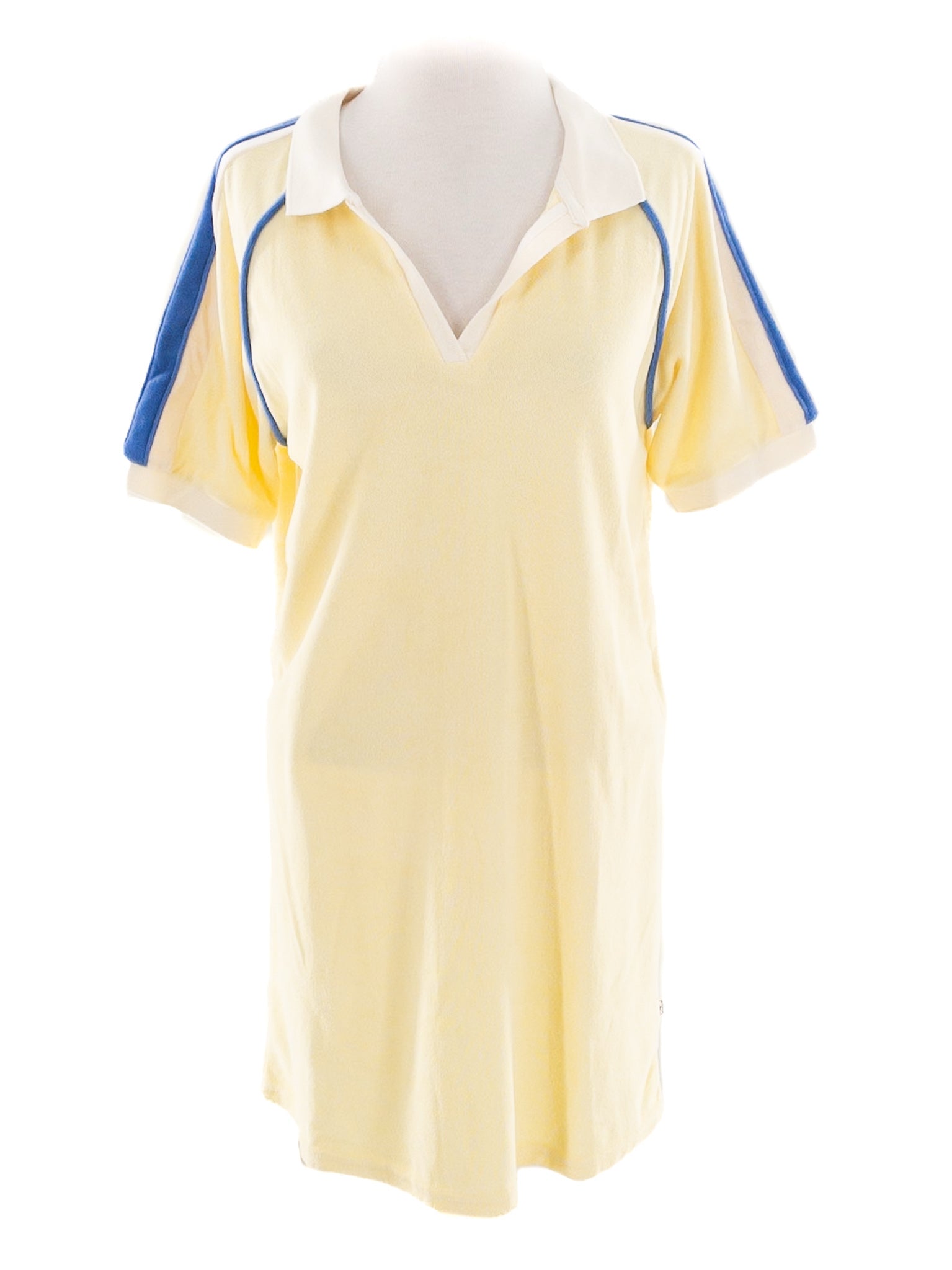 yellow dress with short sleeves Araminta James yellow blue Cotton Short Sleeve Size M Dress