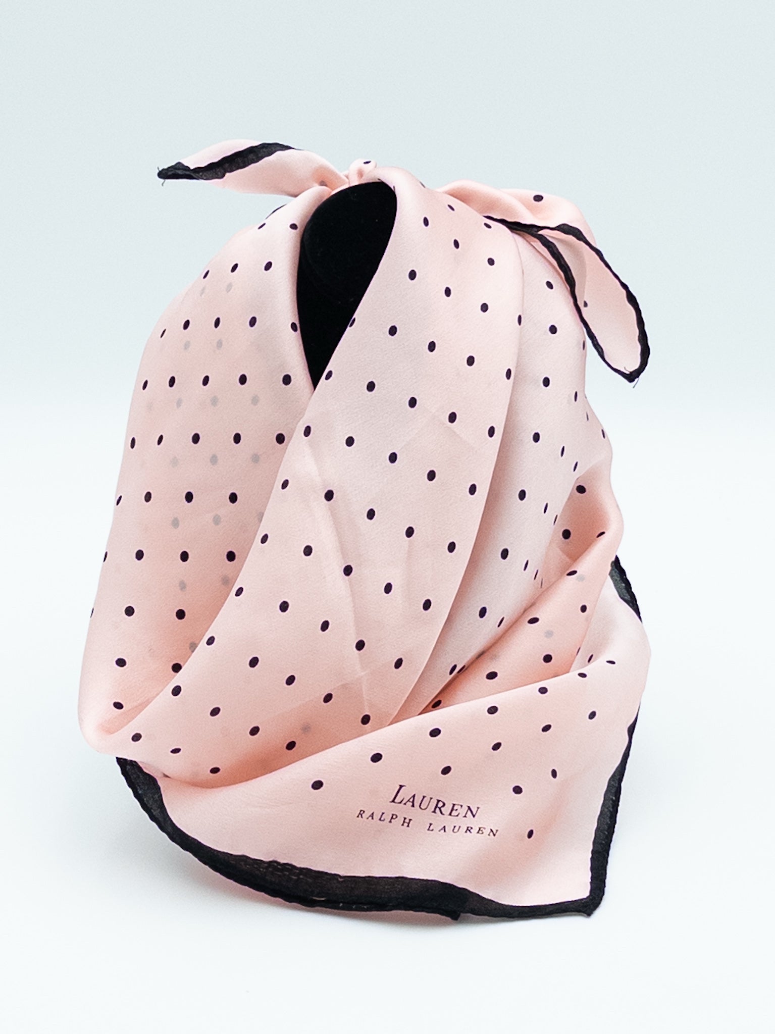 Ralph Lauren Pink Black Polka Dot Silk Scarves