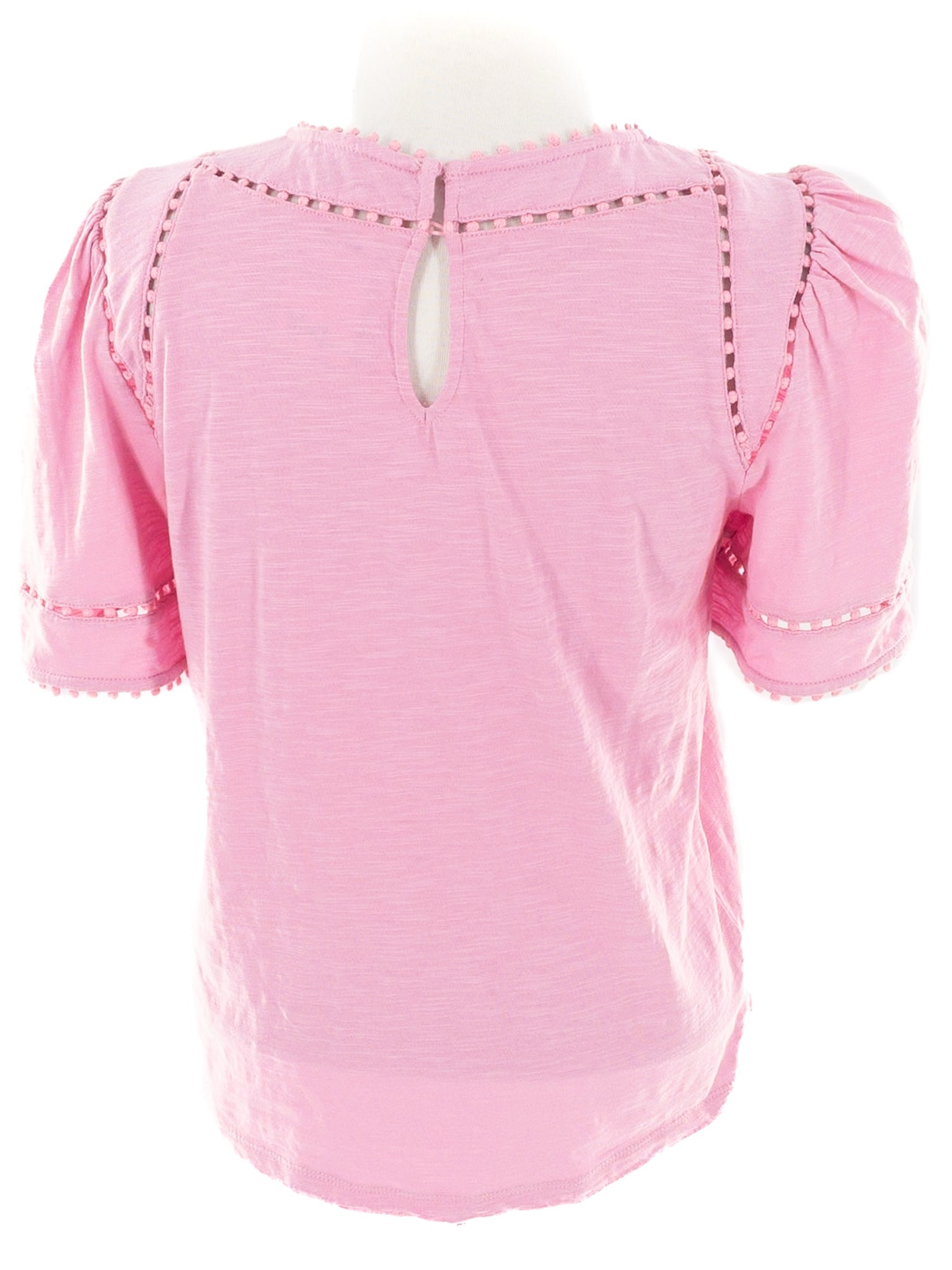 Boden Pink Crochet Cotton Short Sleeve Size 6 T Shirt
