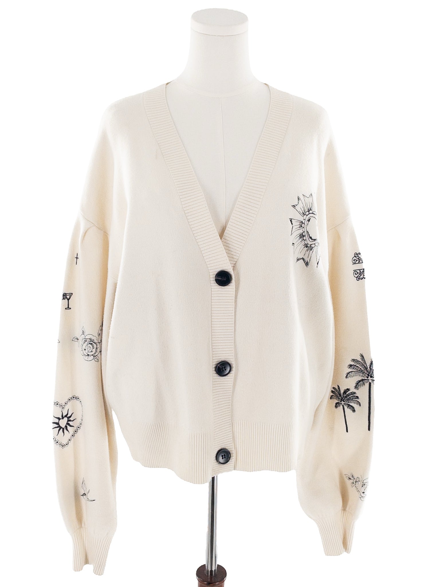 Never Fully Dressed Cream Embroidered Viscose Blend Size xxxl Cardigan