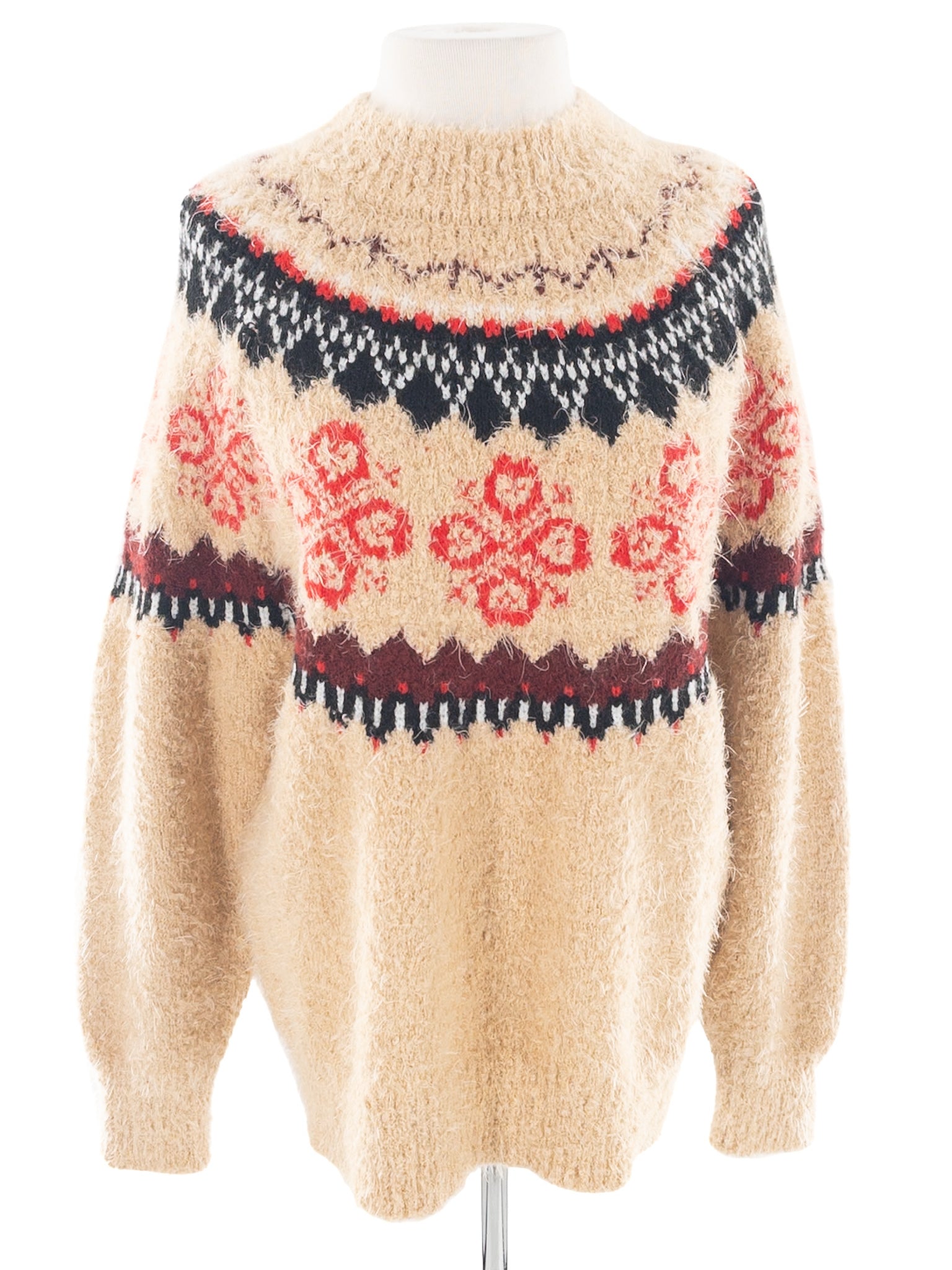 Altered State Toffee Fair Isle Polyester Blend Size M Sweaters