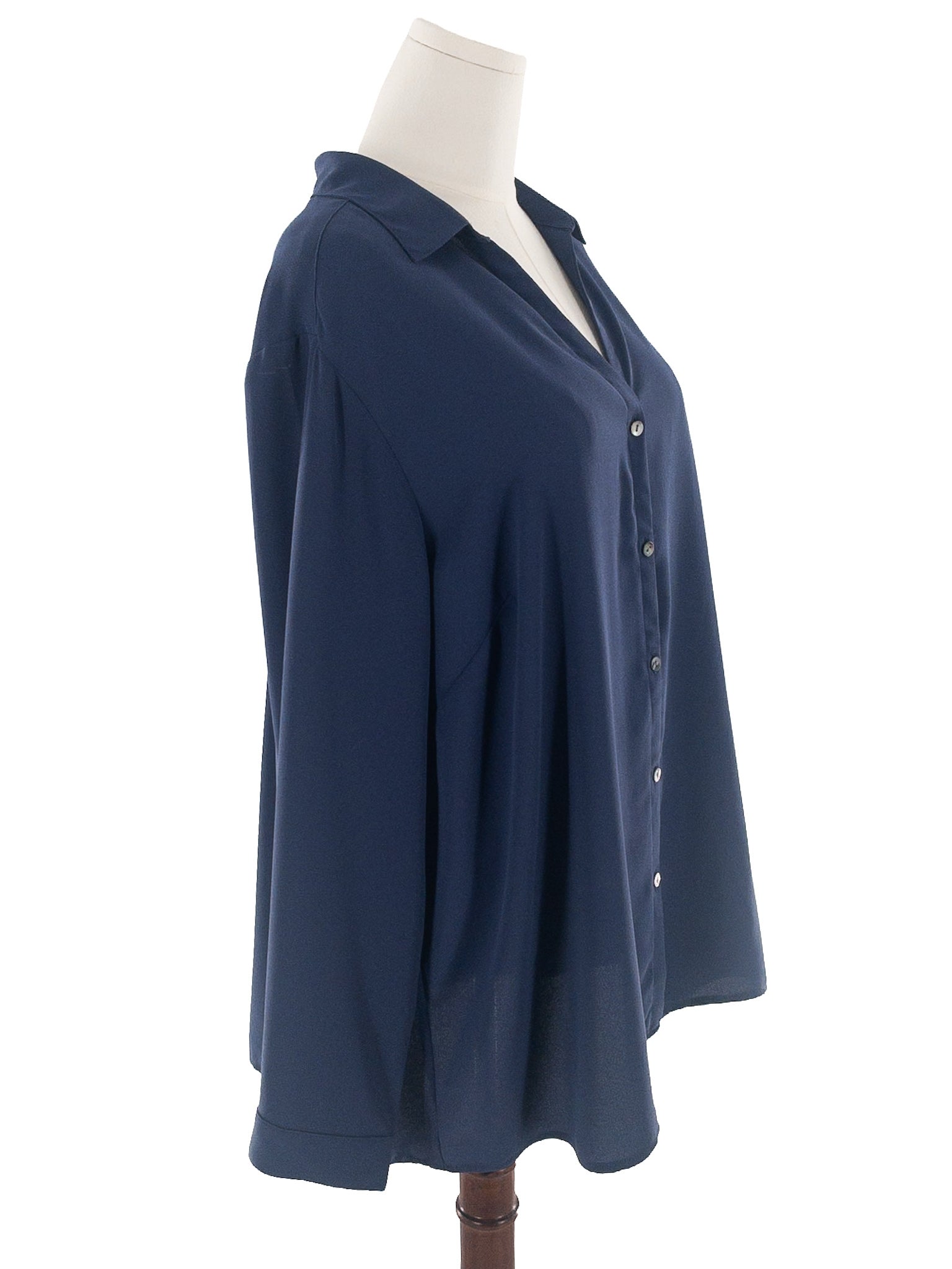 J Jill Navy Polyester Long Sleeve Size 2X Blouse