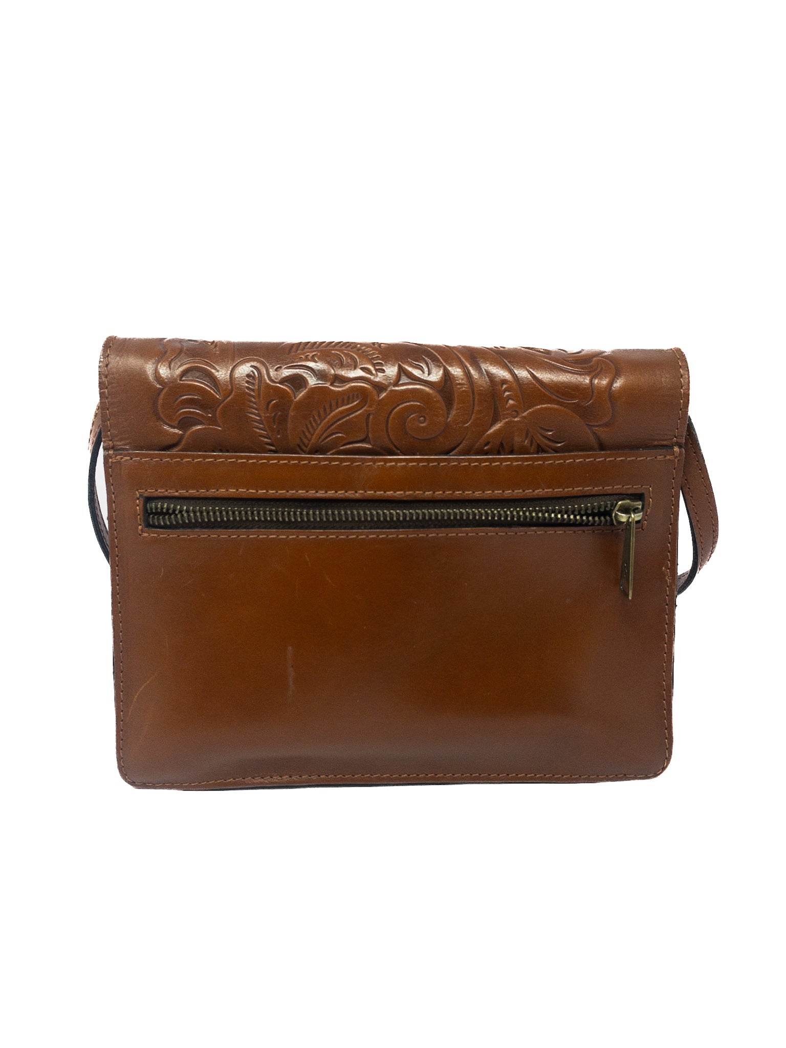 Patricia Nash Caramel Embossed Leather Cross Body