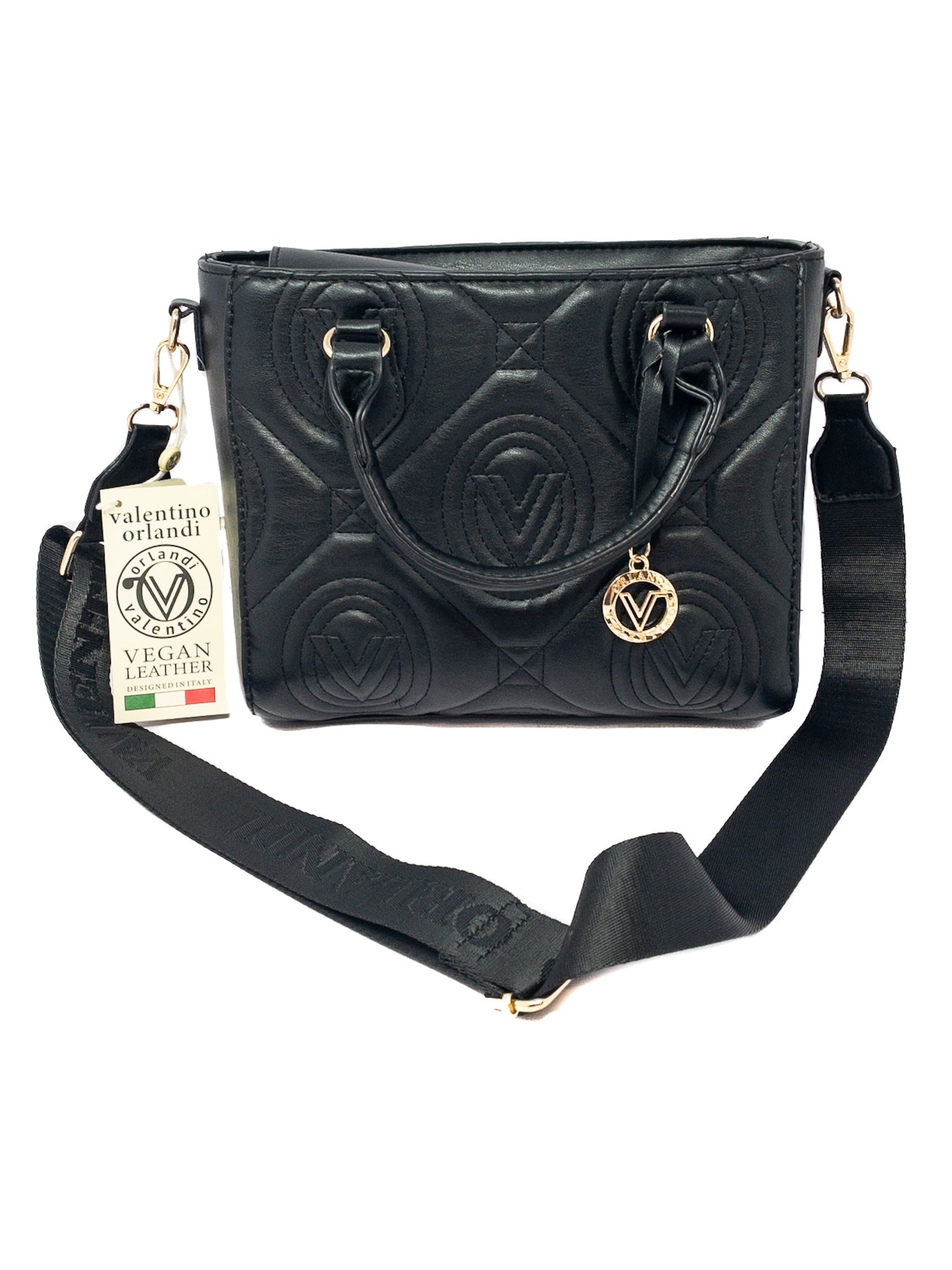 Valentino Orlandi Black Embossed Vegan Leather Purse