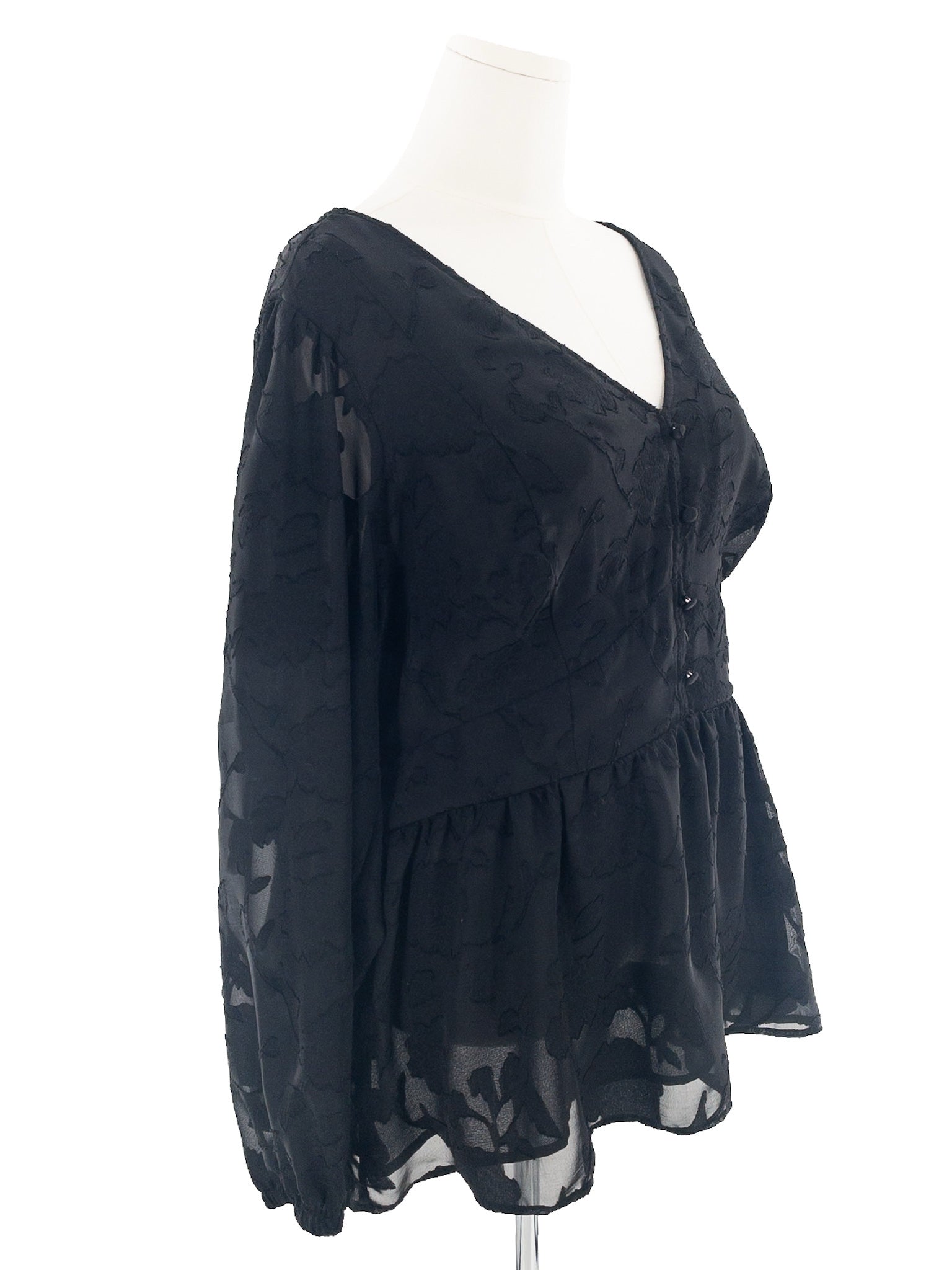 Torrid Black Shadow Print Polyester Long Sleeve Size 3X Blouse