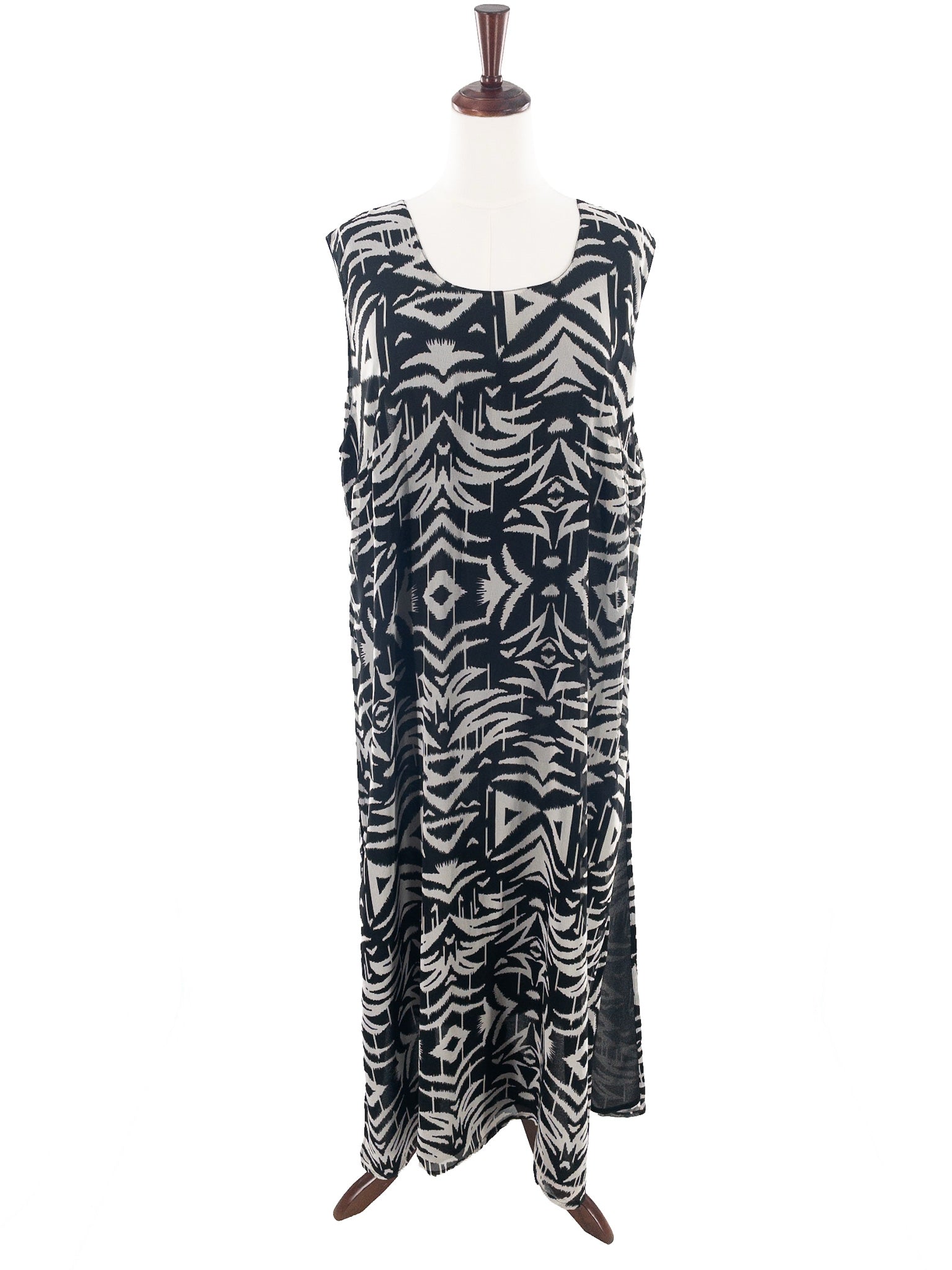 Pyramid Collection Black Gray Print Polyester Size 3X Tunic