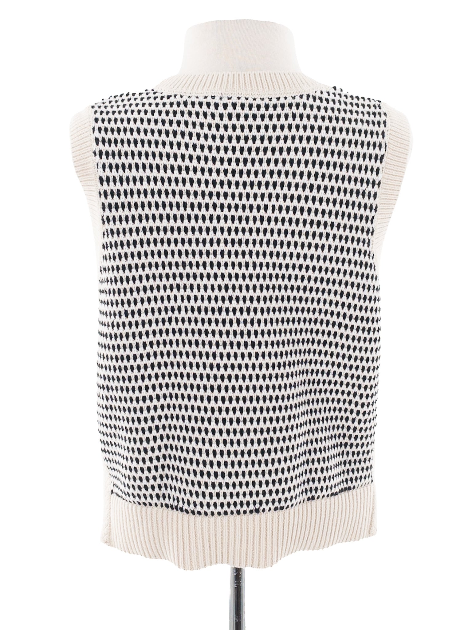 Varley Ivory Black Knit Cotton Blend Size S Sweater Vest