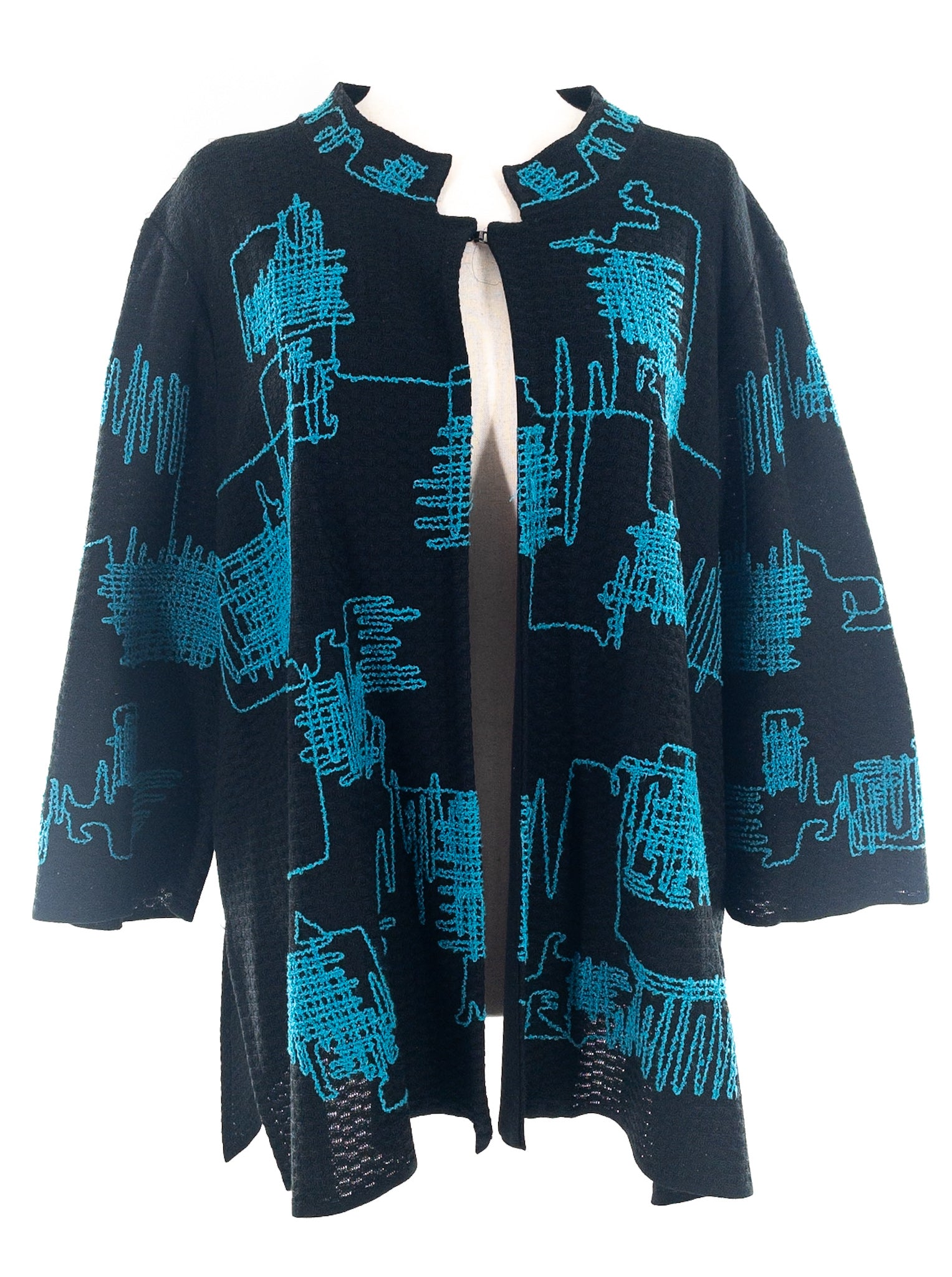 Ming Wang Black Blue Texture Acrylic Size 3X Blazer