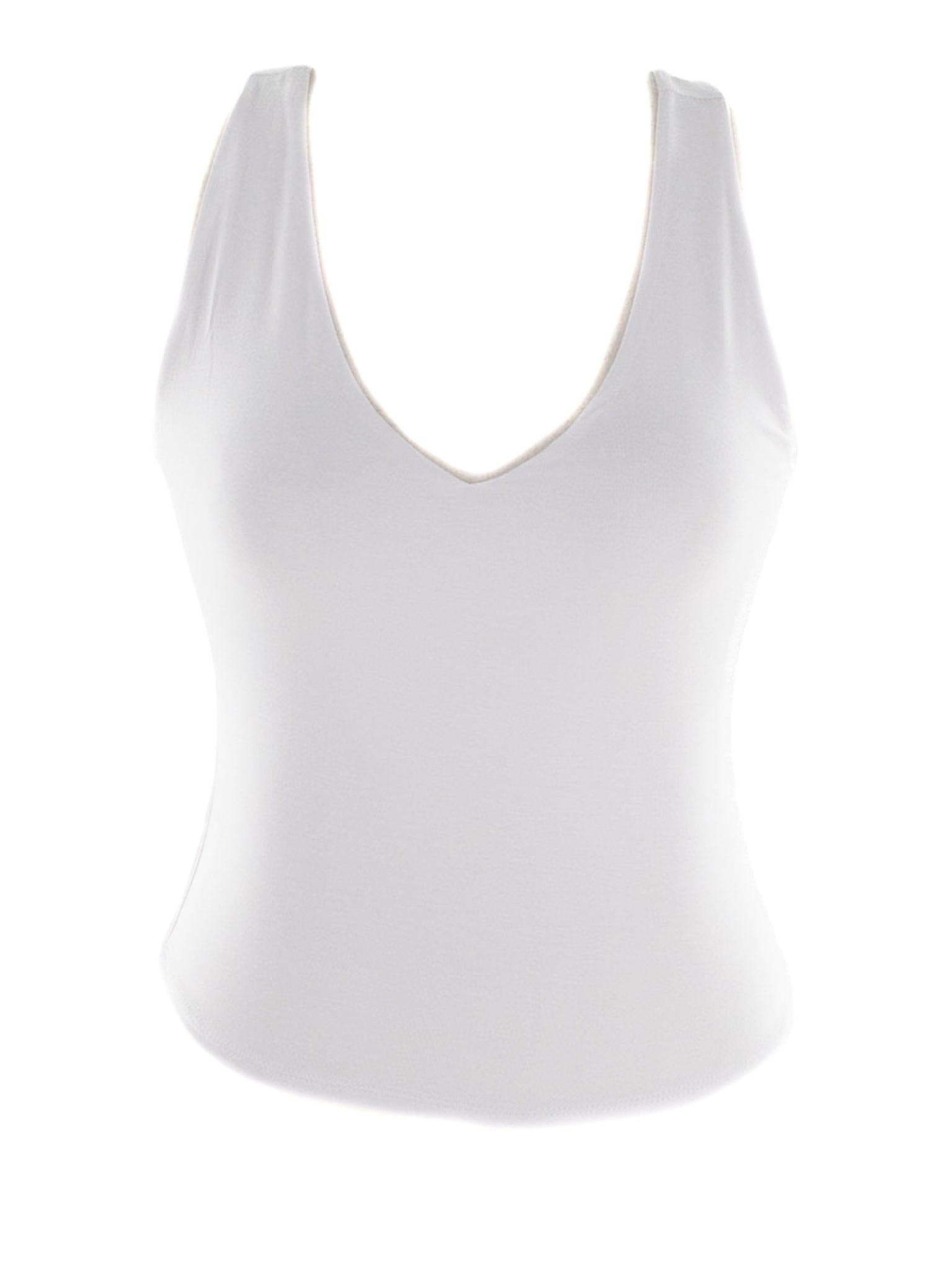 Becool White V Neck Rayon Blend Size L Tank Top