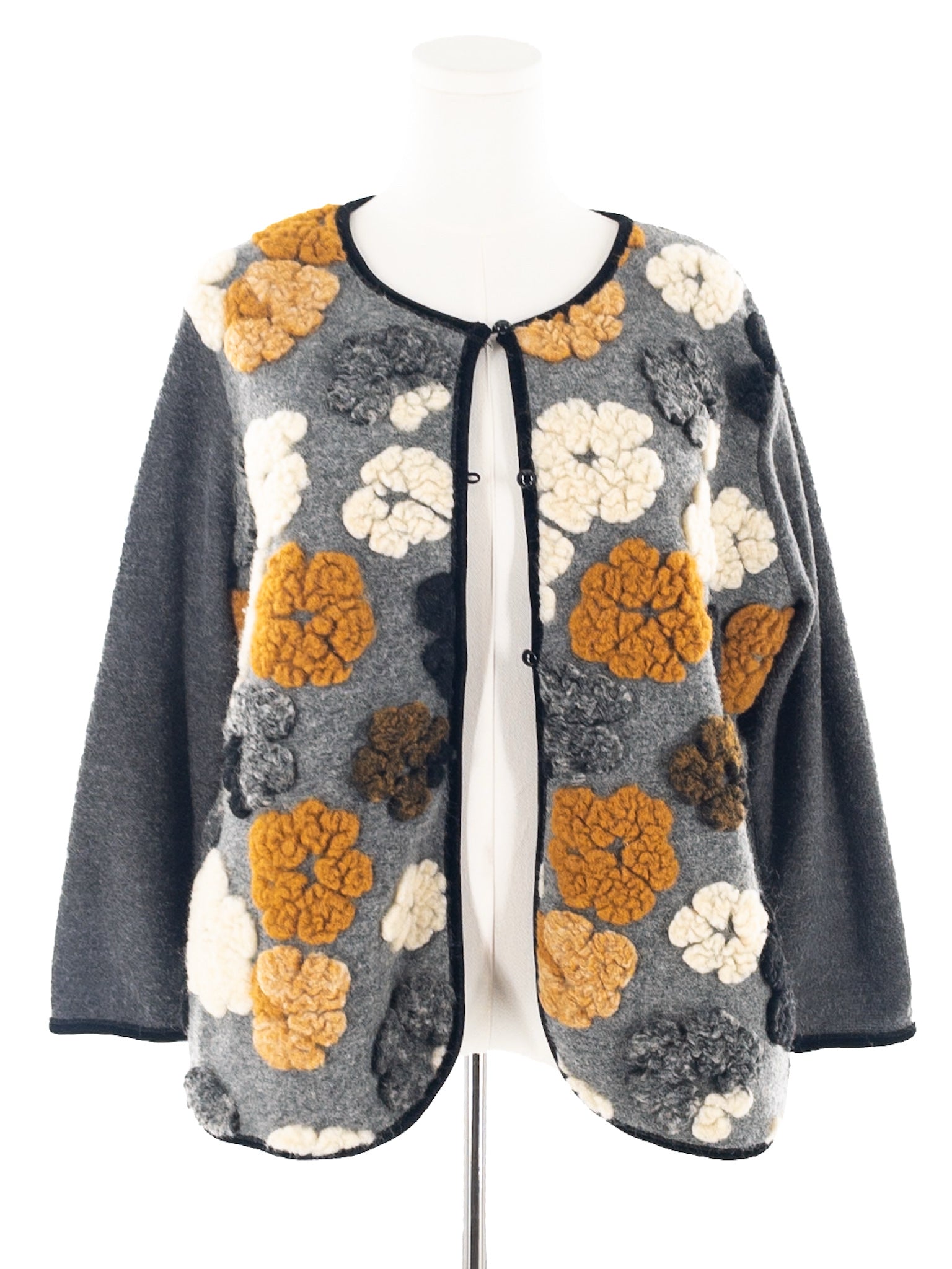 Trisha Tyler Gray Multi Tufted Polyester Blend Size 2X Cardigan