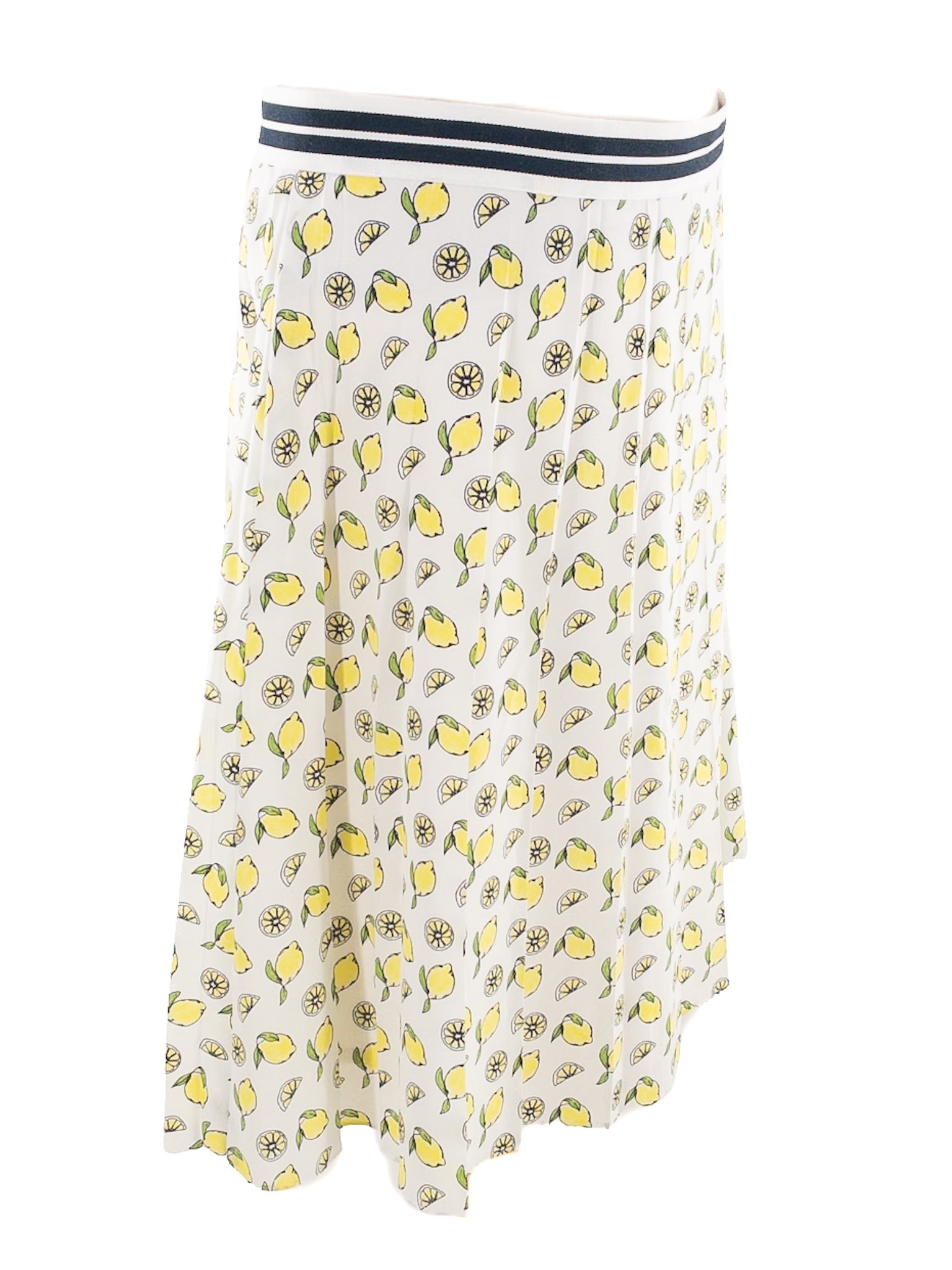 J Crew Cream Yellow Lemons Polyester Size 6 Skirt