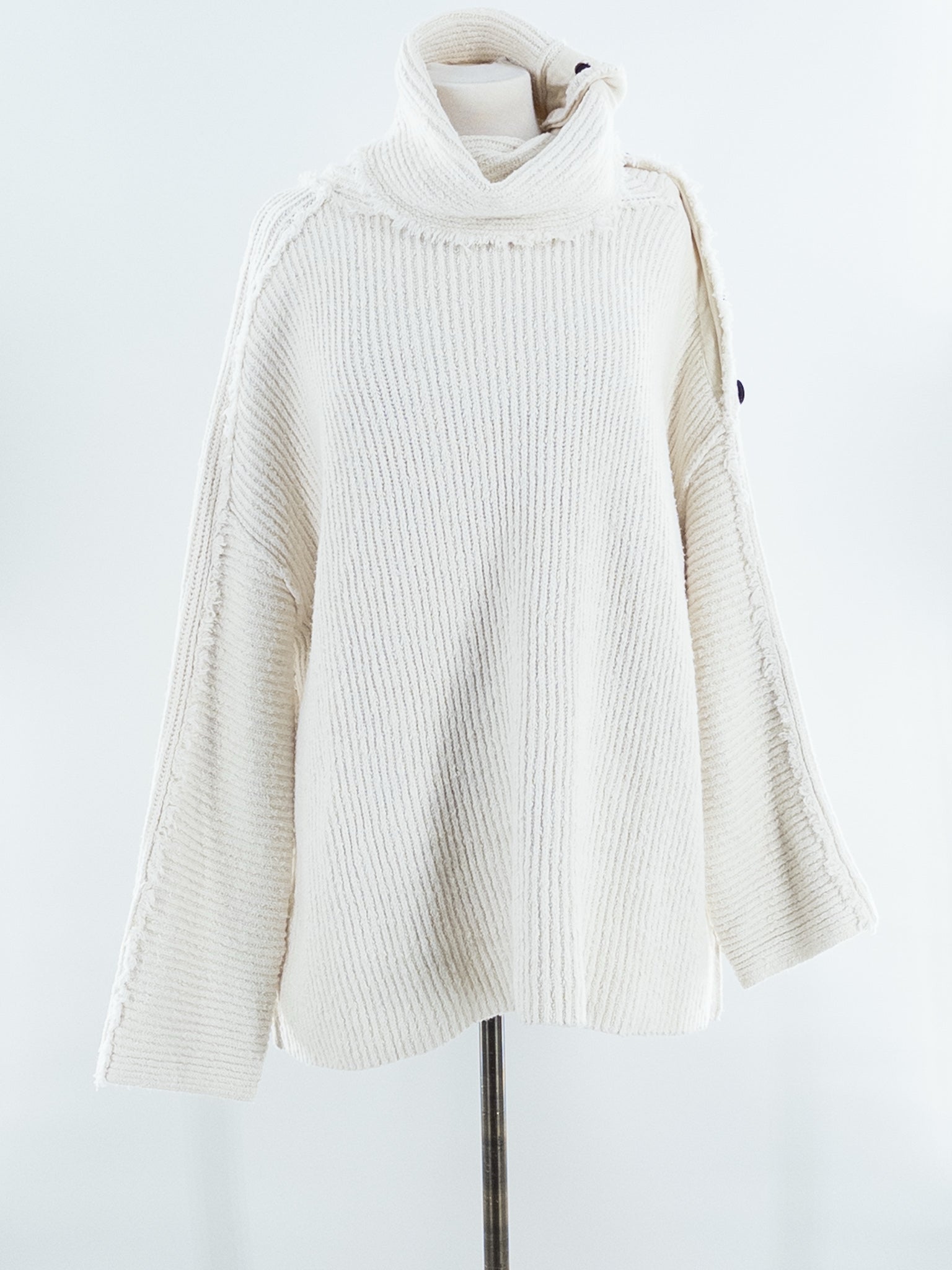 Free People Cream Ribbed Cotton Blend Size M Sweaters