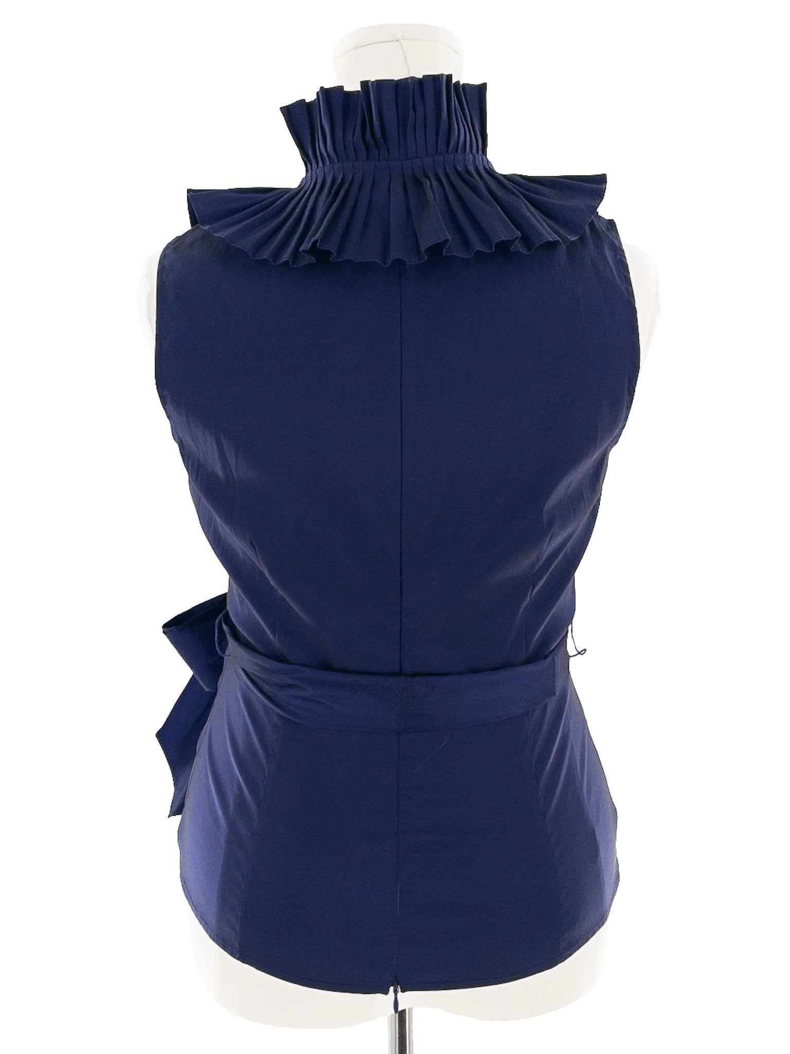 Adrianna Papell Indigo Ruffle Polyester Sleeveless Size 12 Blouse