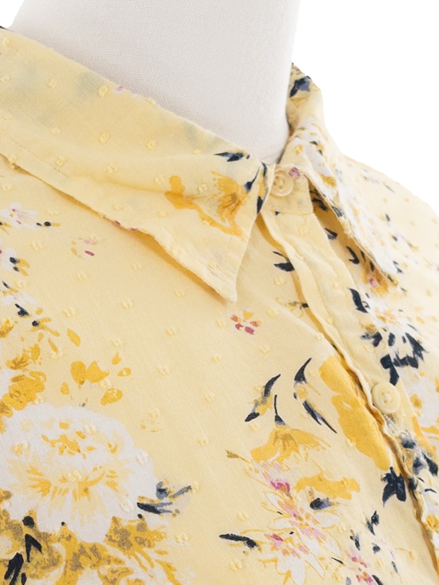 Karen Scott Yellow Multi Floral Cotton Long Sleeve Size 2XL Blouse