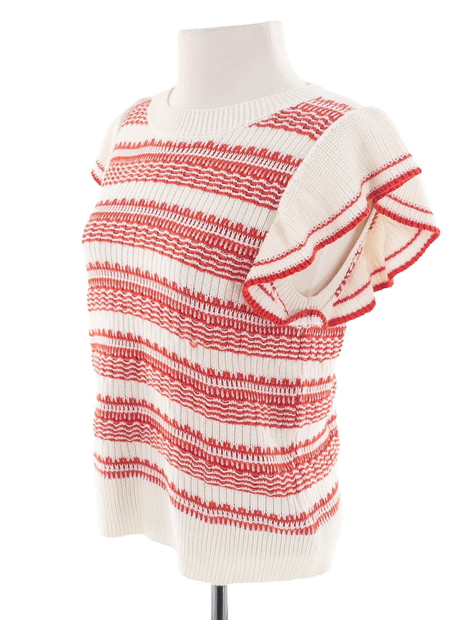 Evereve Cream Red Print Cotton Blend Size M Sweaters
