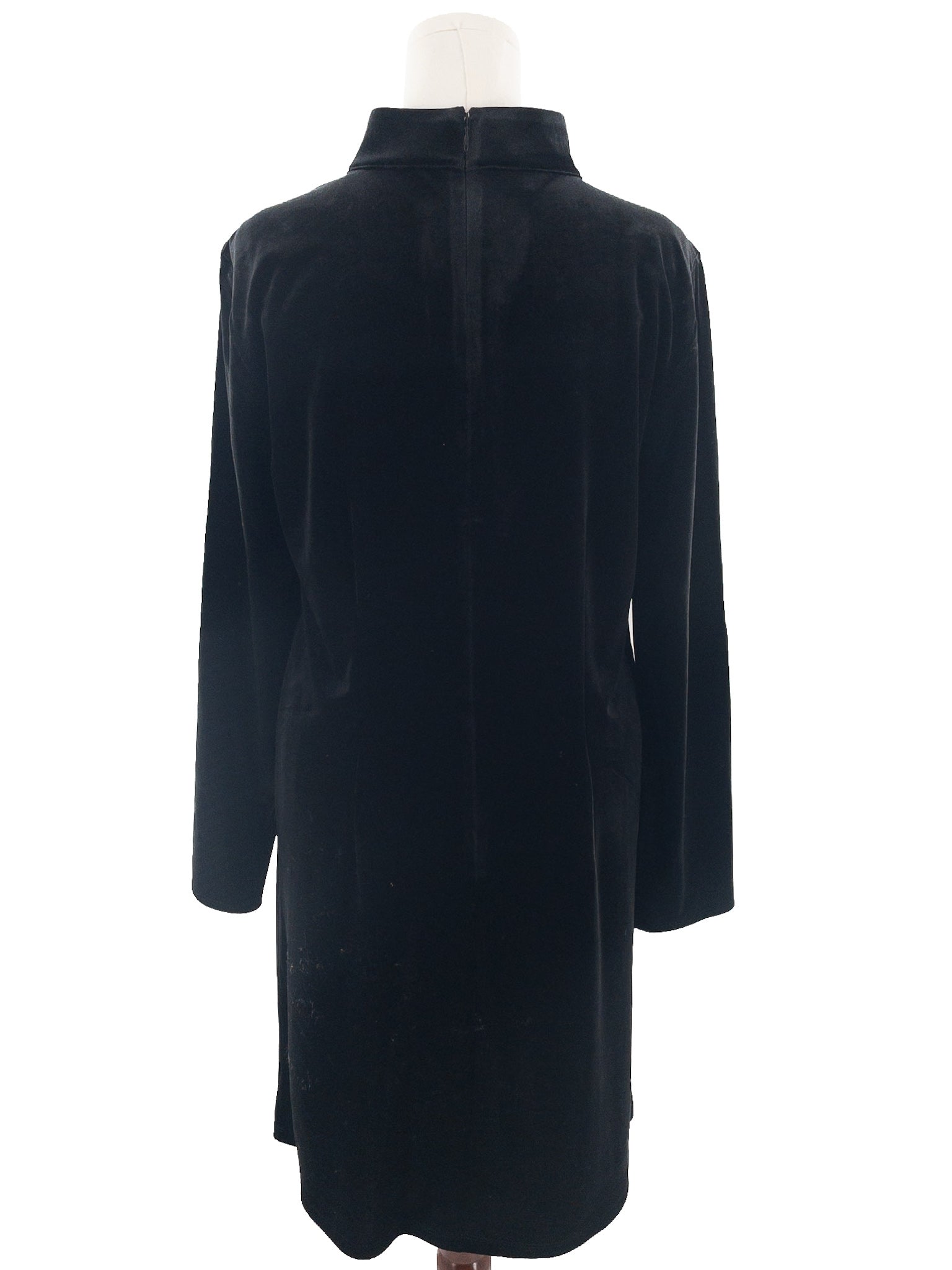 Talbots Black Velour Polyester Blend Long Sleeve Size L Dress