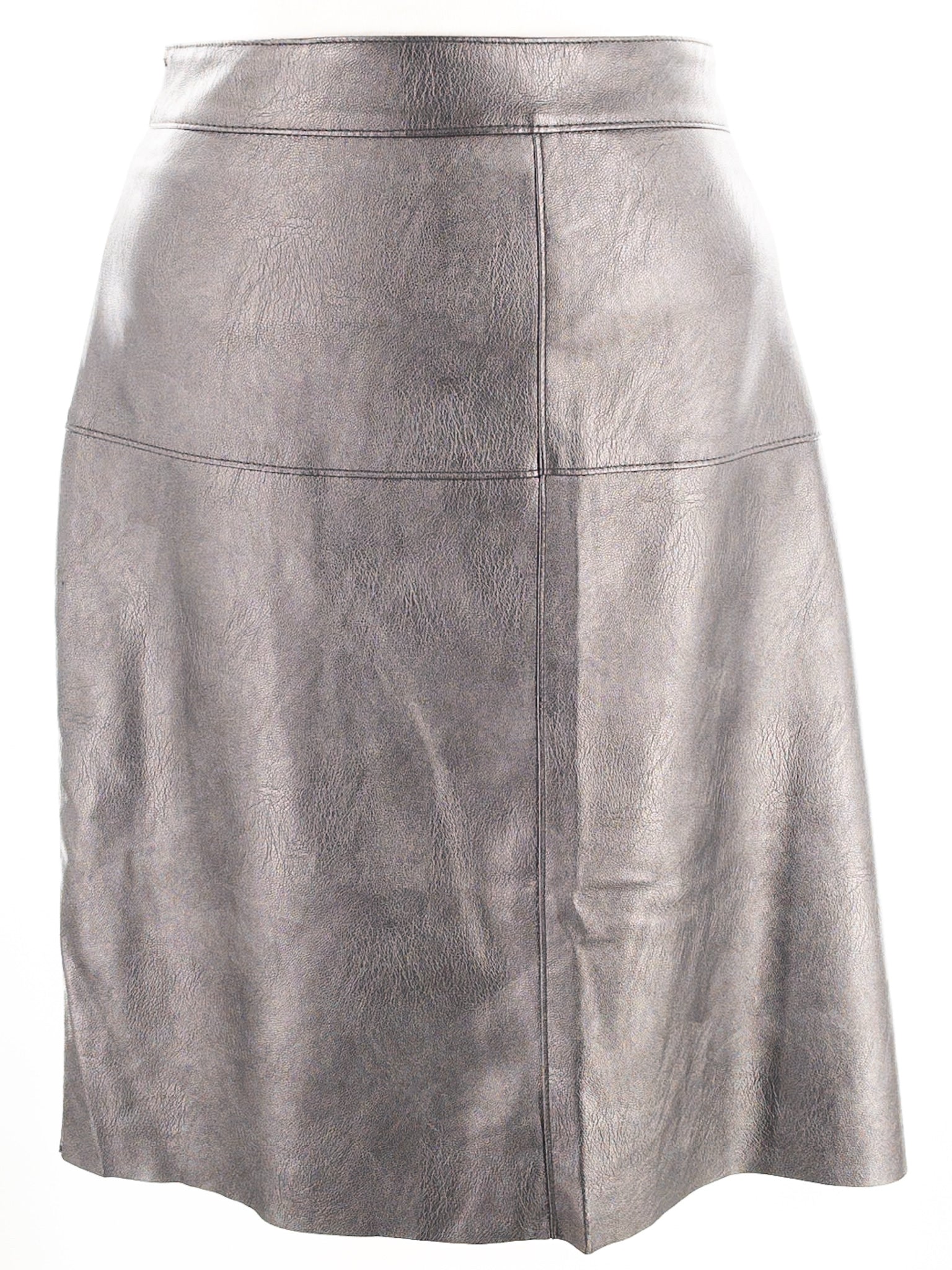 Loft Pewter Panels Faux Leather Size 8 Skirt