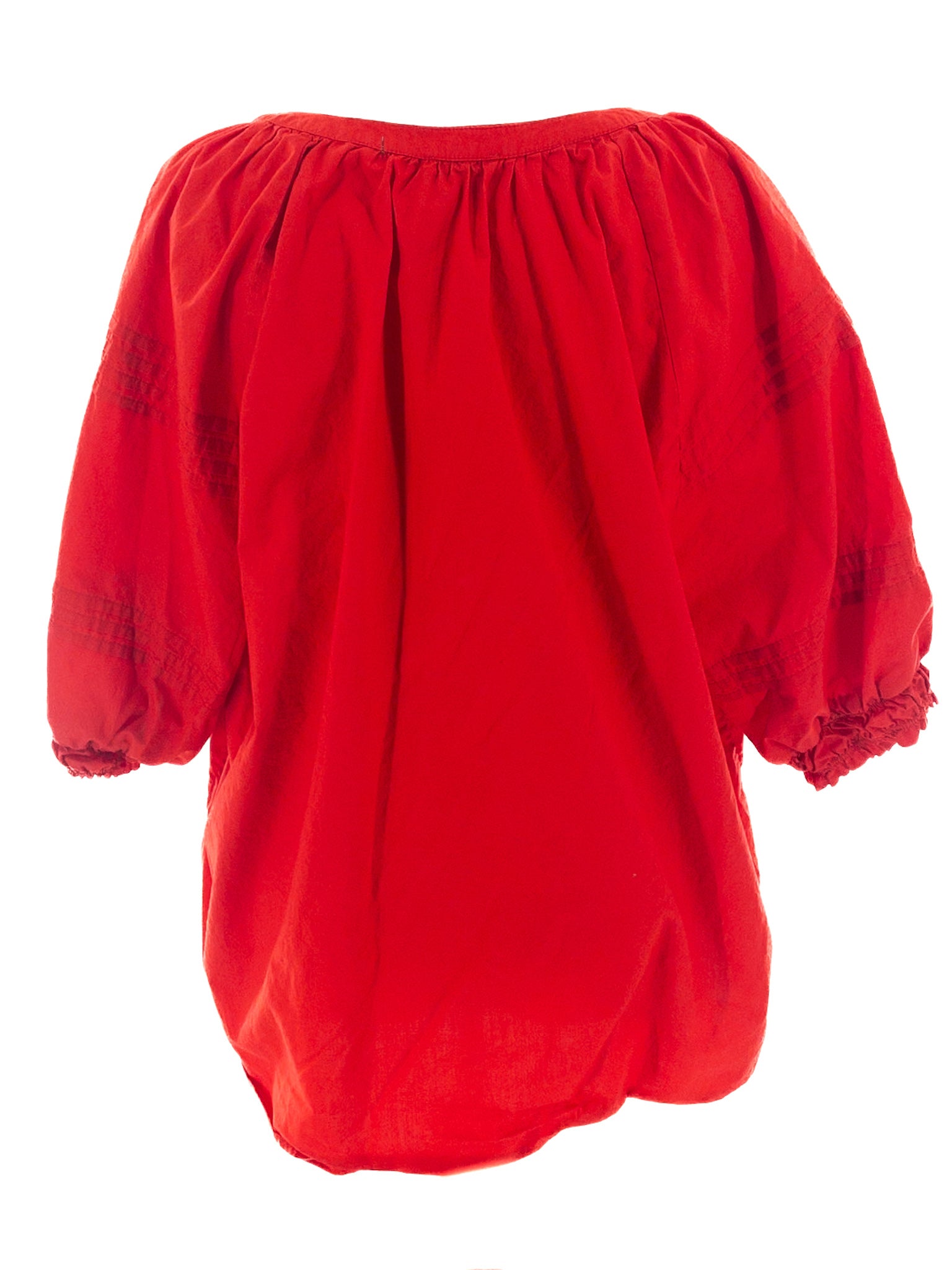 Chicos Red Cotton Puff Sleeve Size 20 Blouse