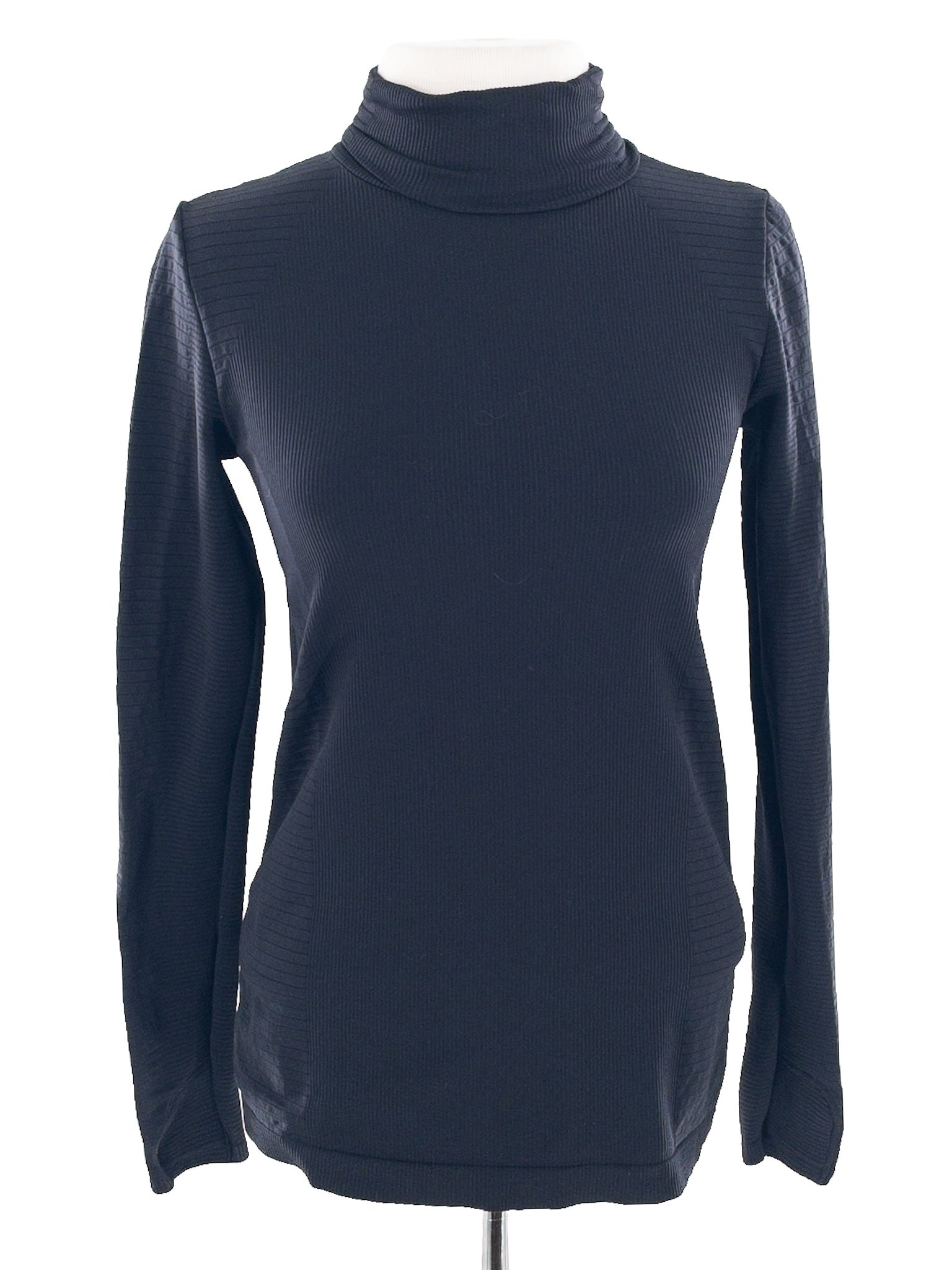 Athleta Black Ribbed Nylon Blend Size S T Shirts/Active