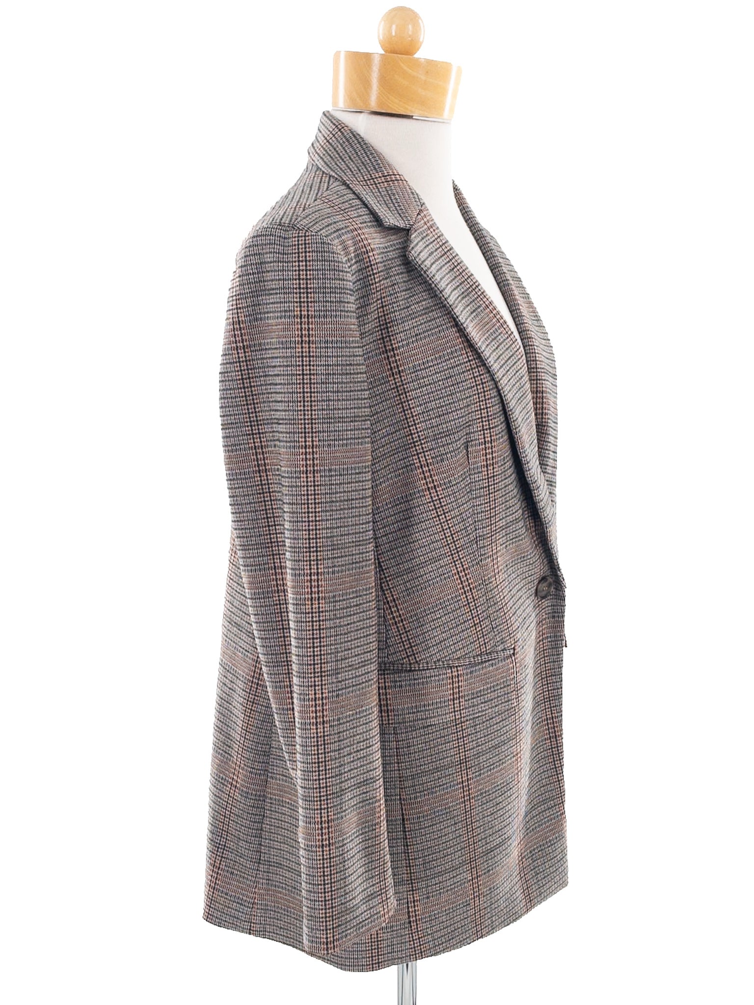 Loft Tan Multi Plaid Polyester Blend Size 6 Blazer