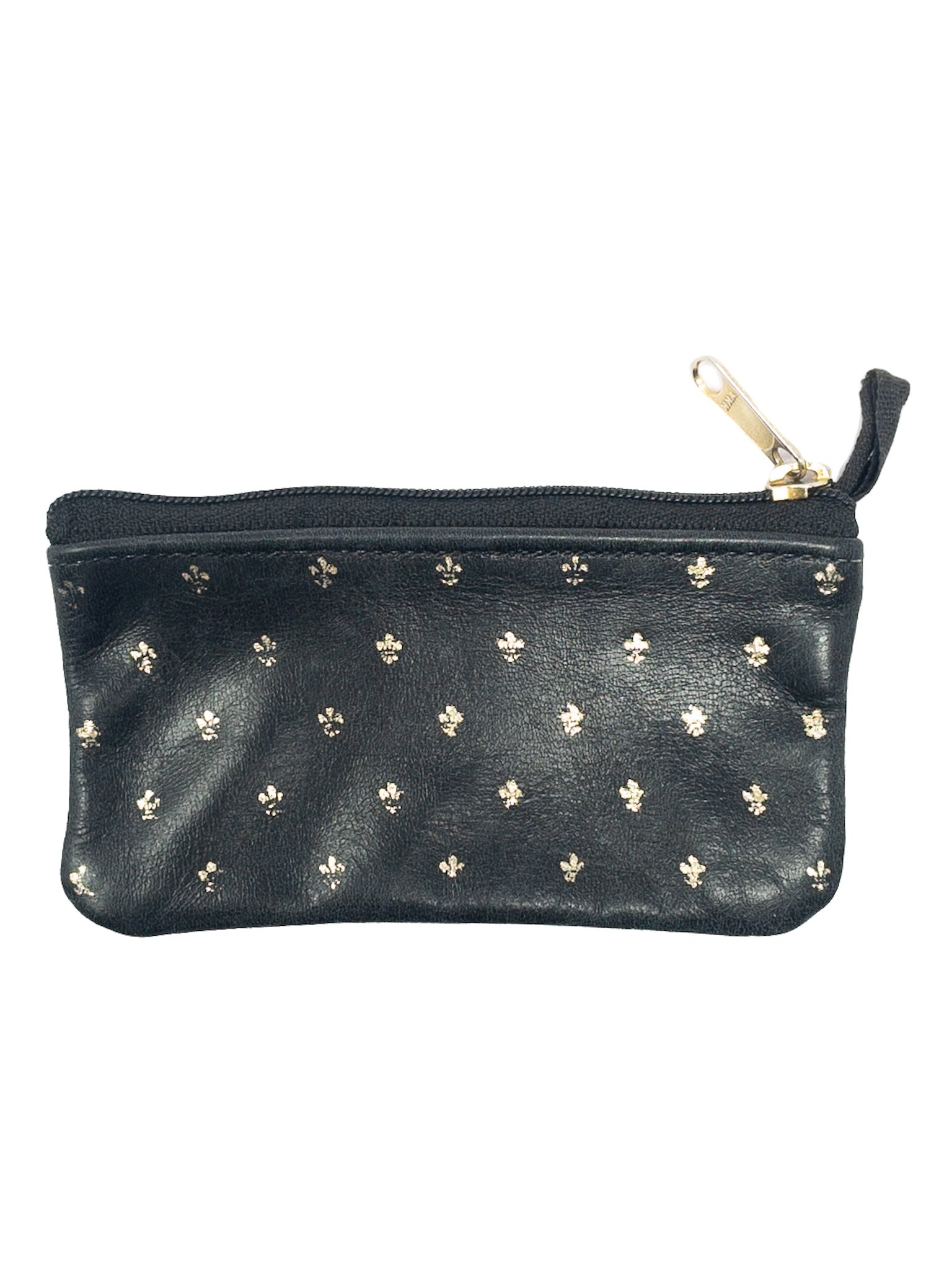Black Gold Zip Leather Wallet