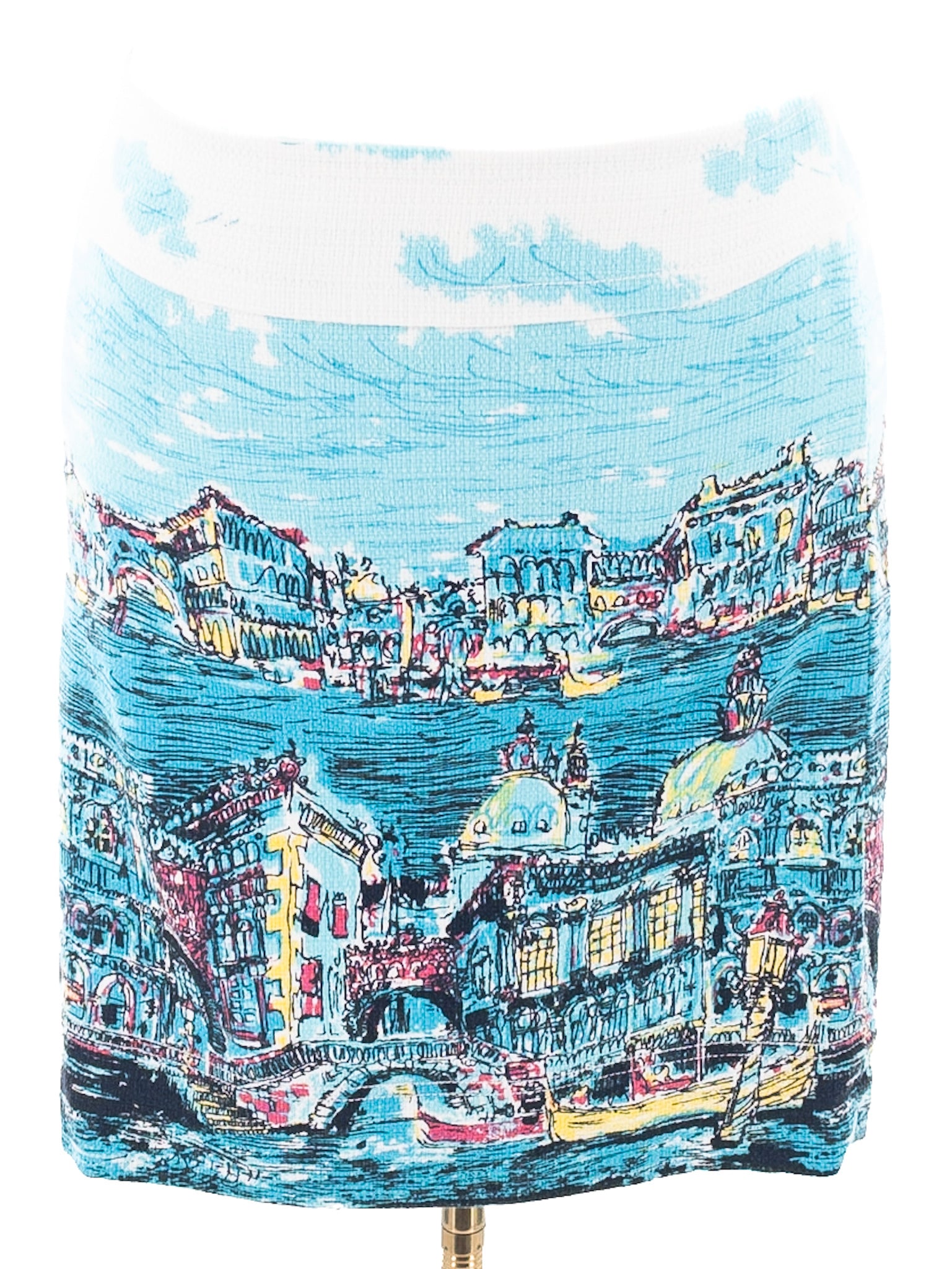 Talbots Aqua Cityscape Cotton Blend Size 8P Skirt