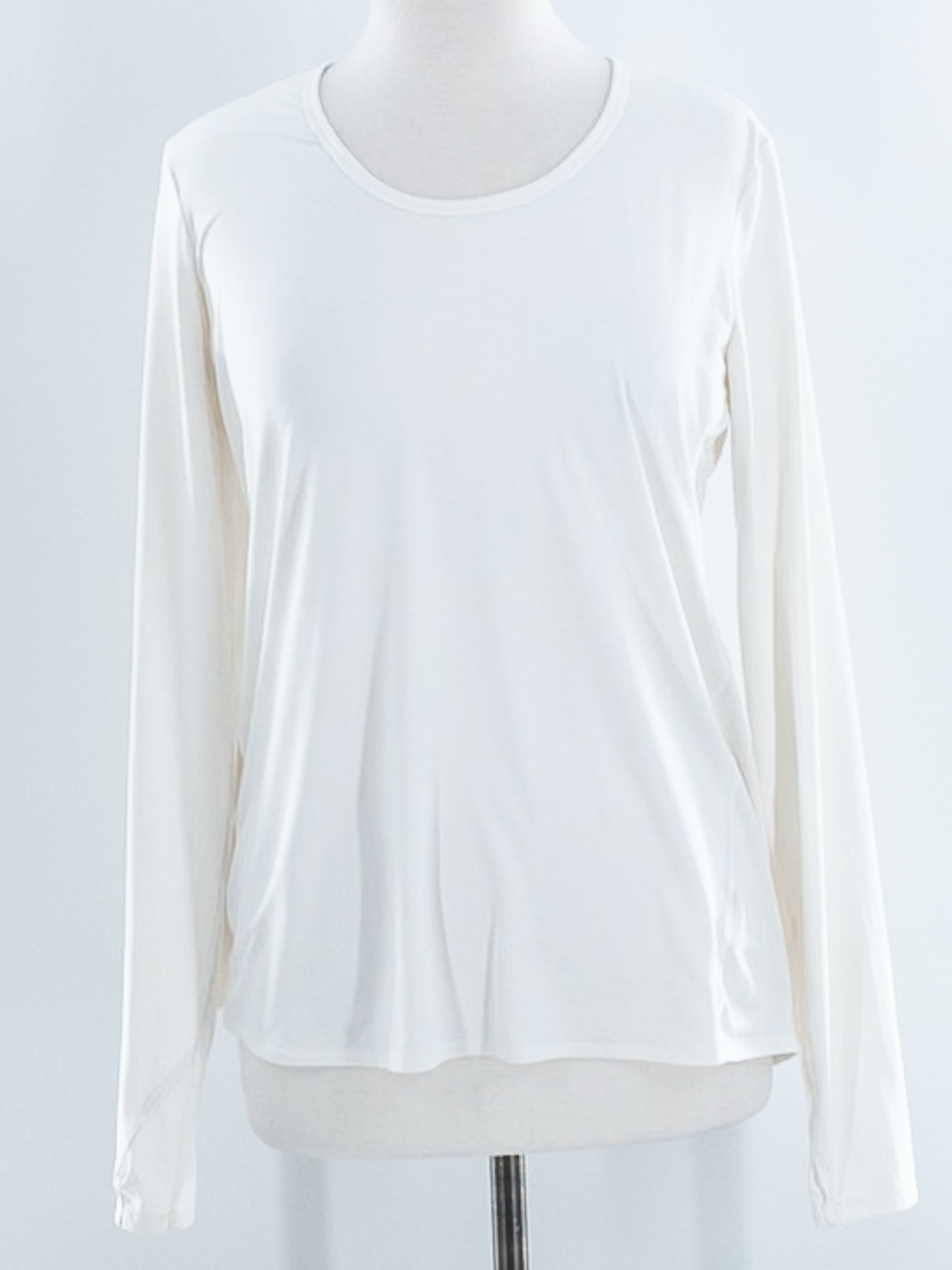 Athleta White Scoop Neck Polyester Blend Size L T Shirts/Active