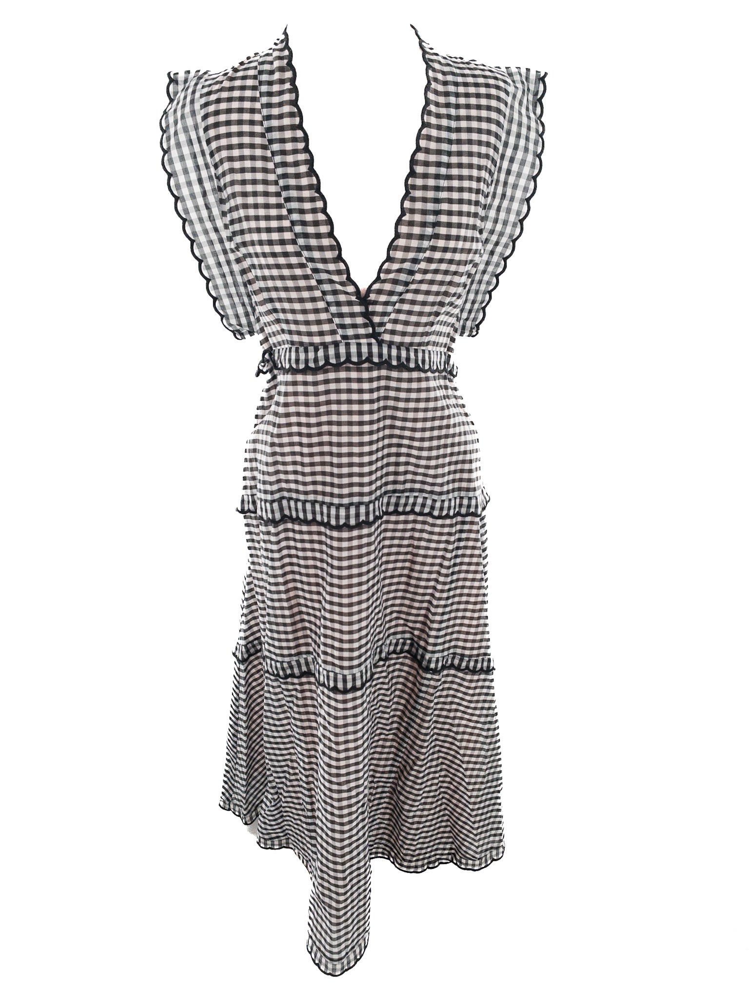Kate Spade Black White Gingham Cotton Sleeveless Size 6 Dress