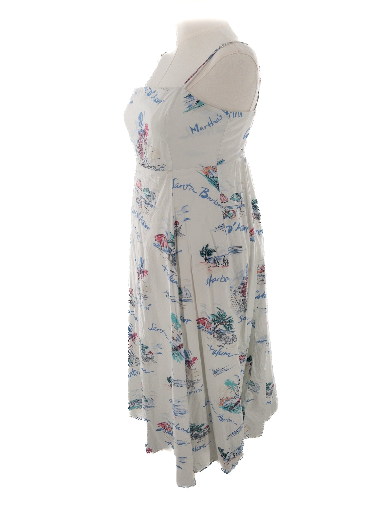 Gap White Multi Print Cotton Spaghetti Strap Size M Dress