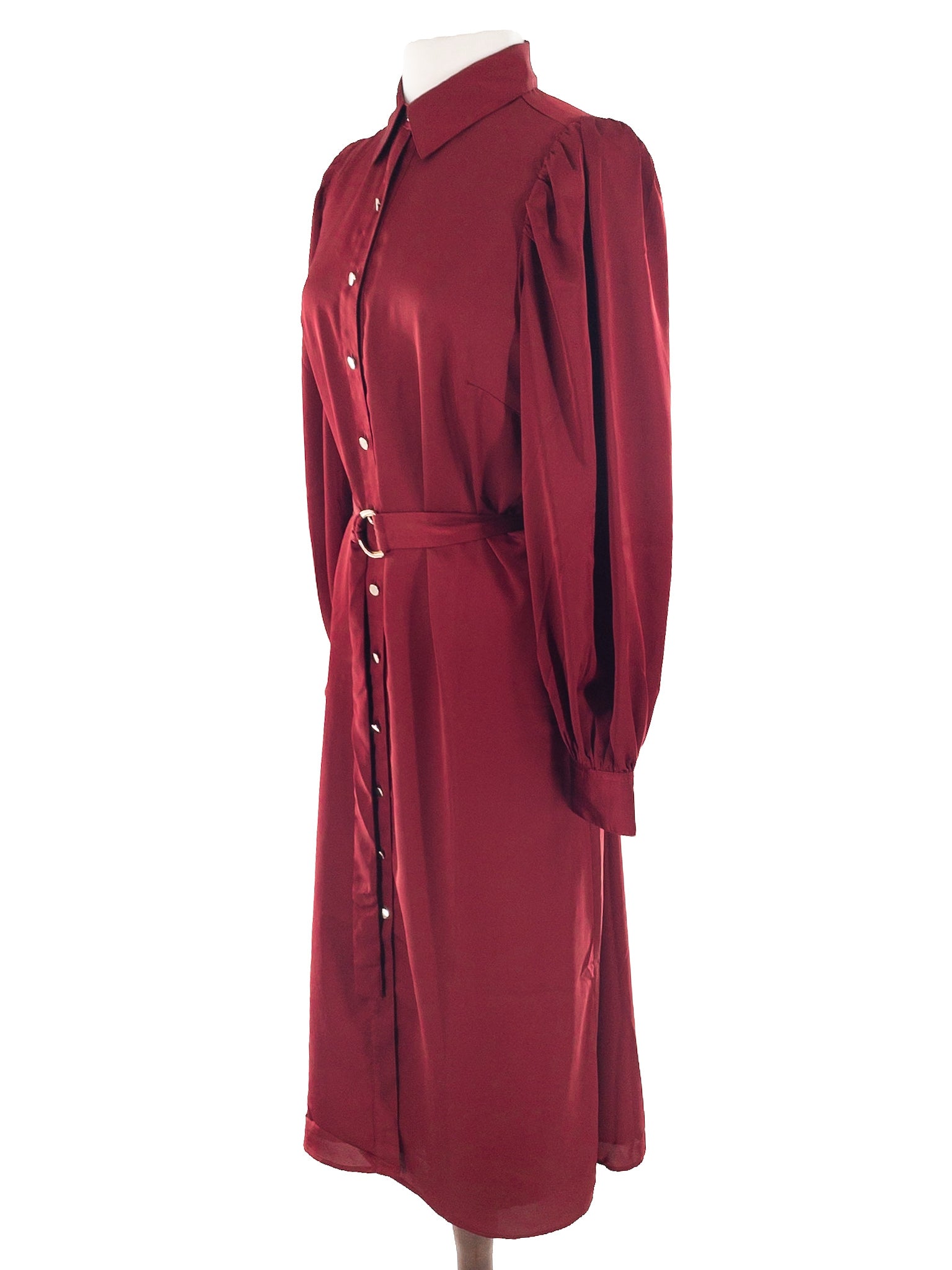 Ann Taylor Maroon Polyester Long Sleeve Size 6 Dress